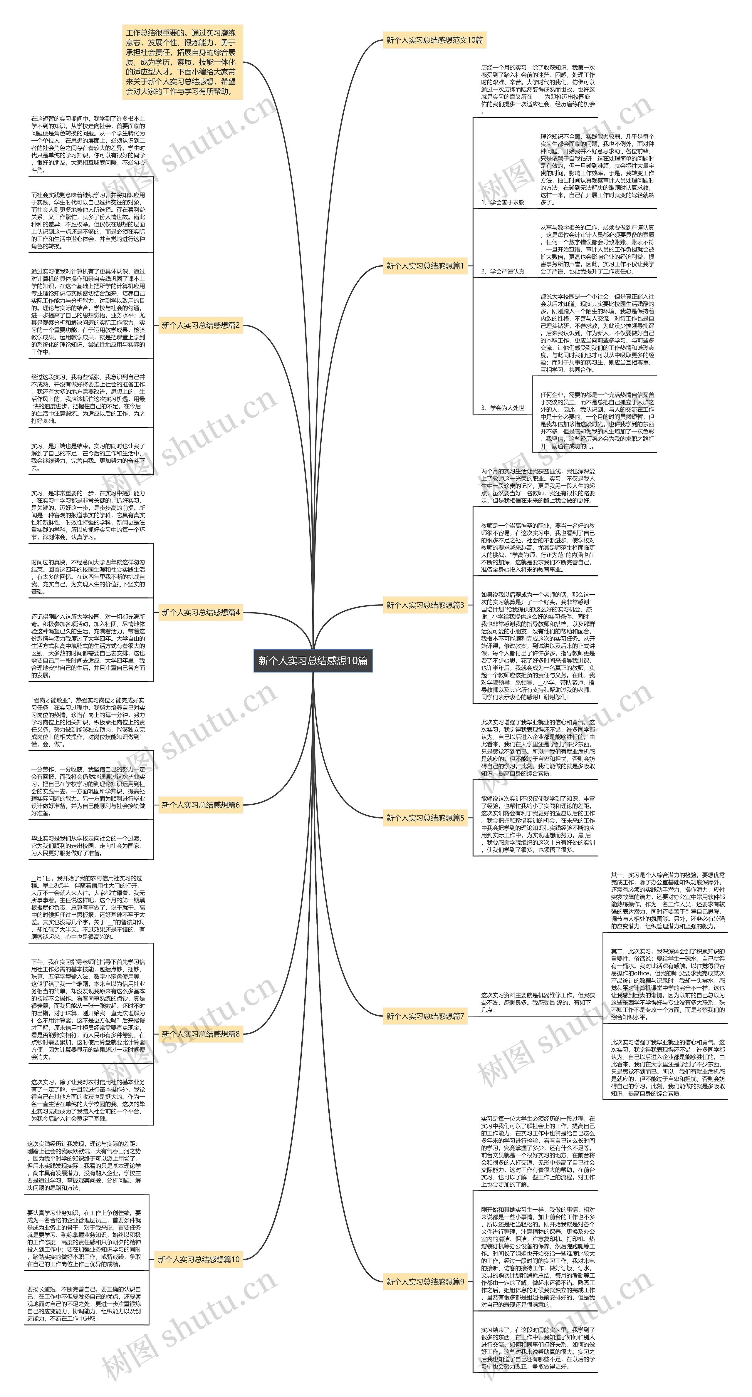 新个人实习总结感想10篇思维导图高清图 新个人实习总结感想10篇思维导图