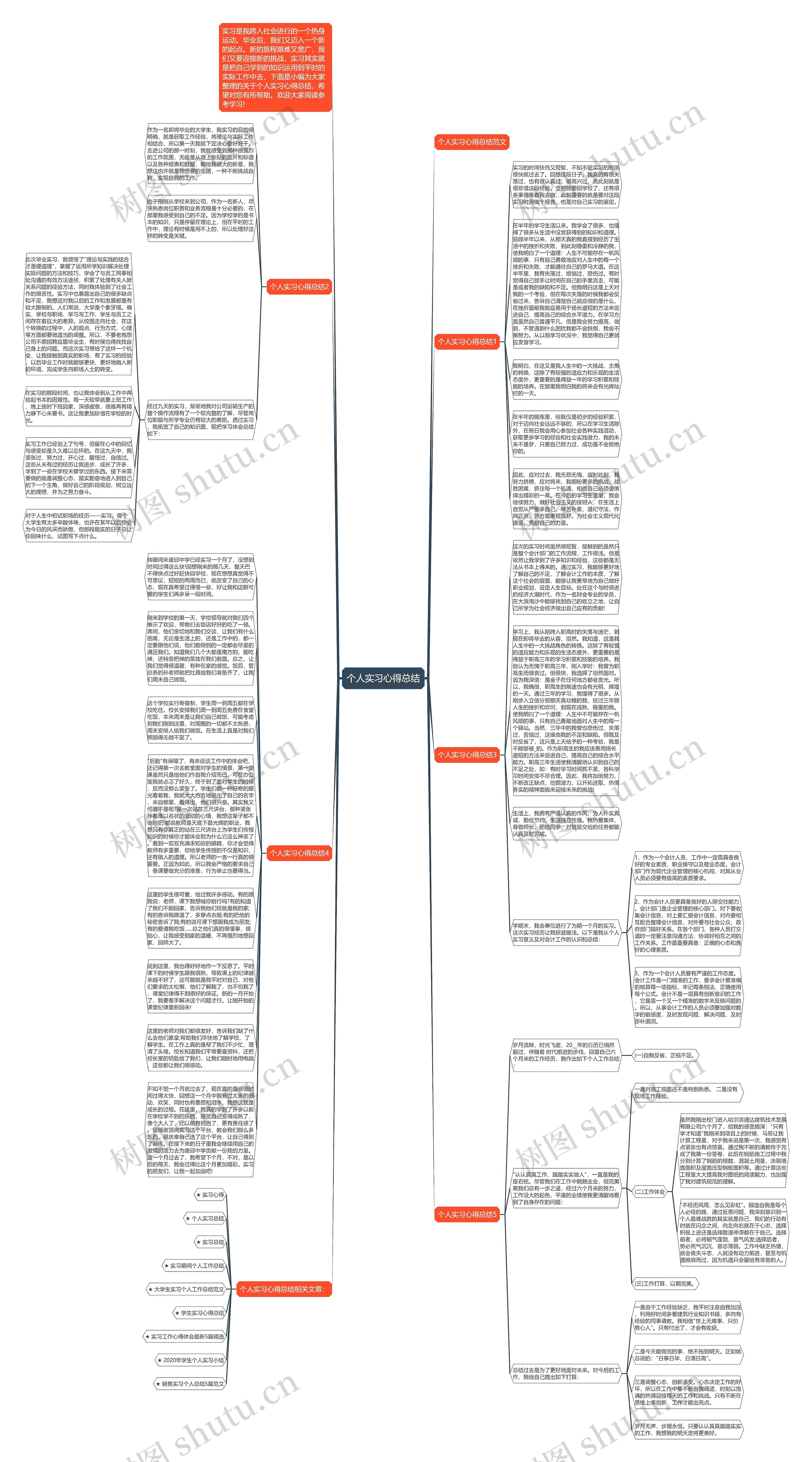个人实习心得总结思维导图