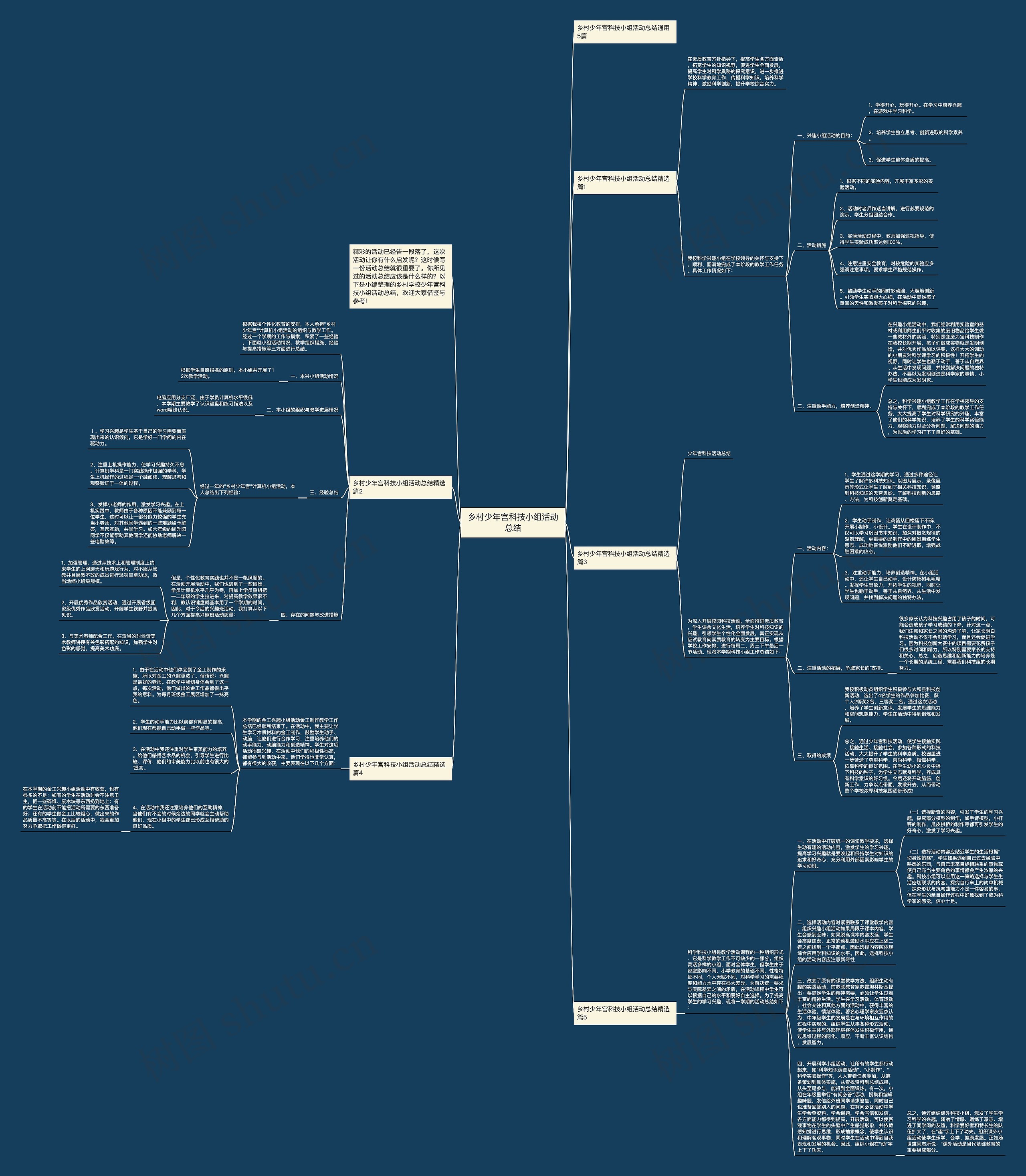 乡村少年宫科技小组活动总结思维导图