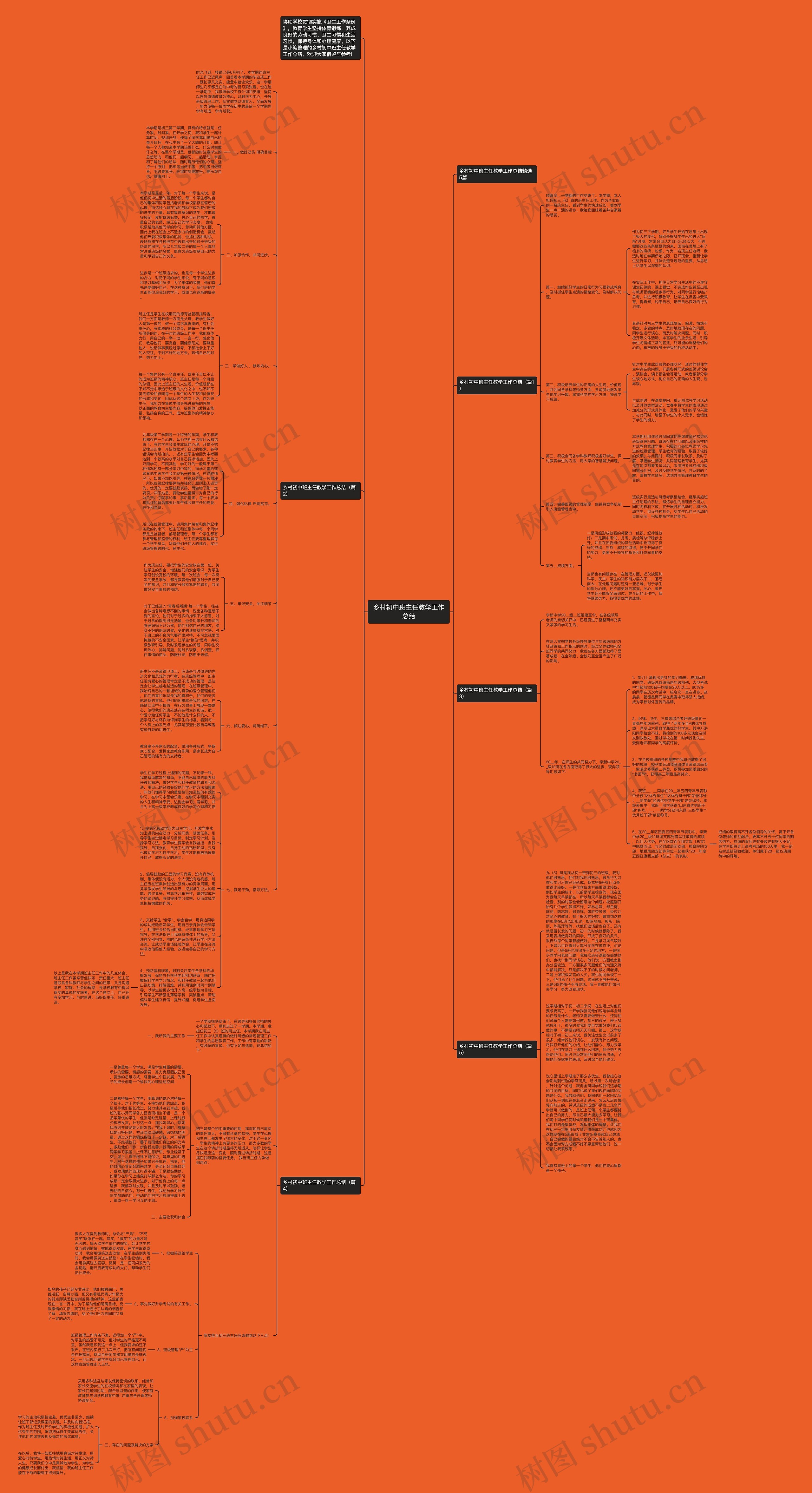 乡村初中班主任教学工作总结思维导图