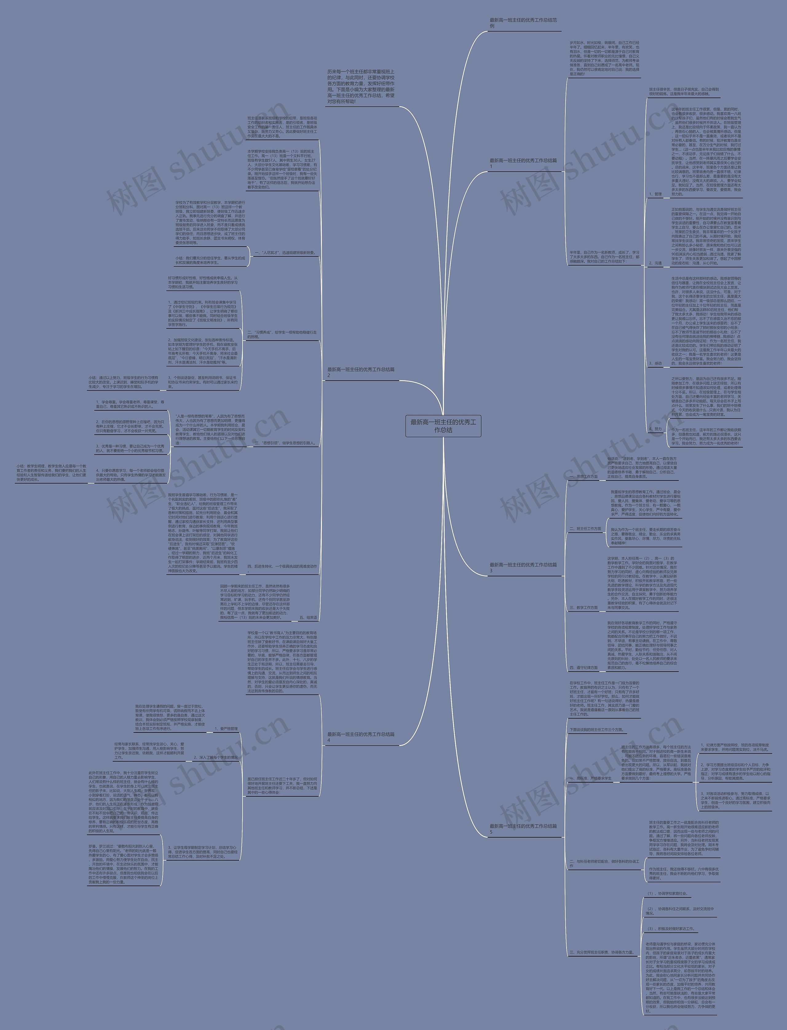 最新高一班主任的优秀工作总结思维导图