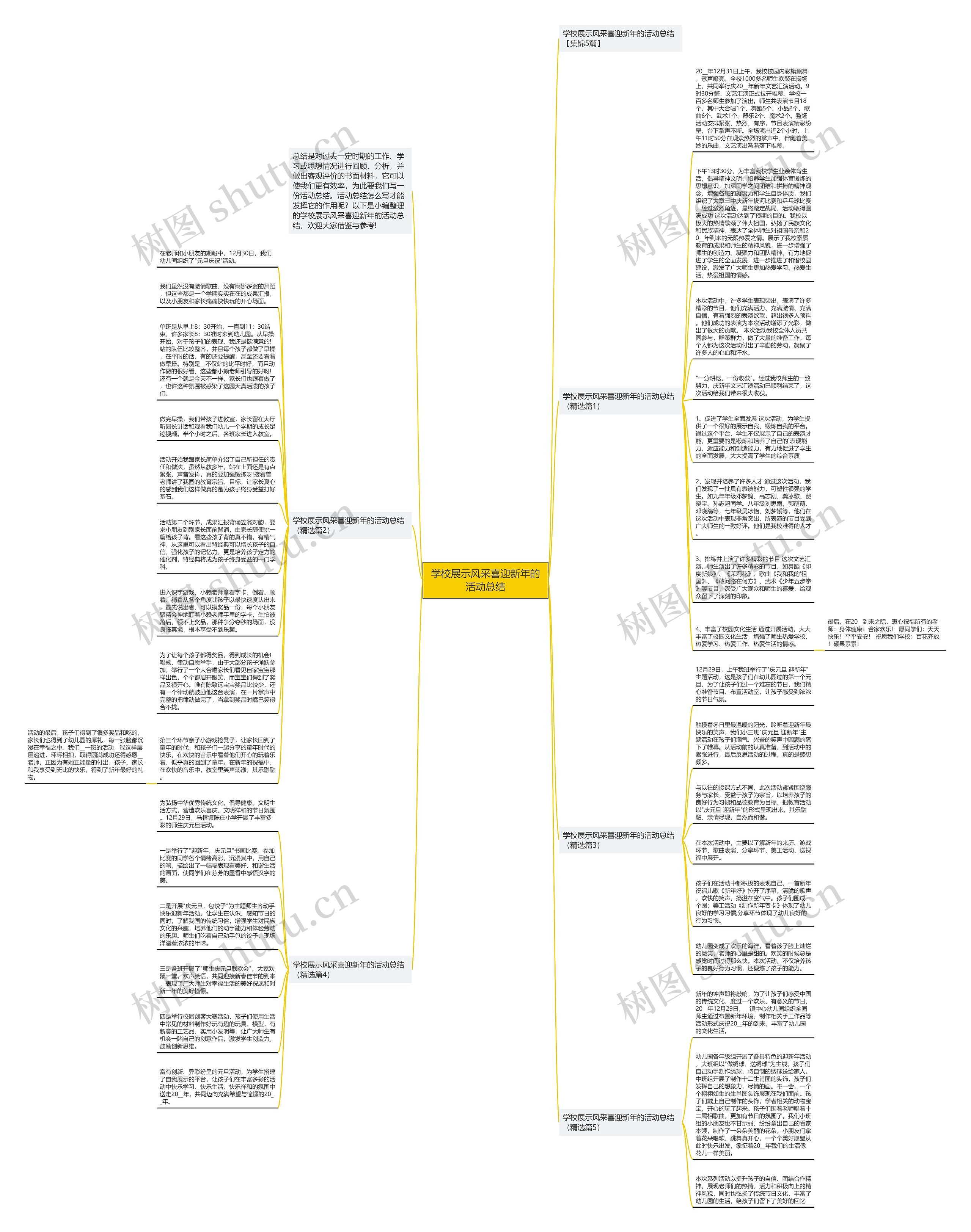 学校展示风采喜迎新年的活动总结思维导图