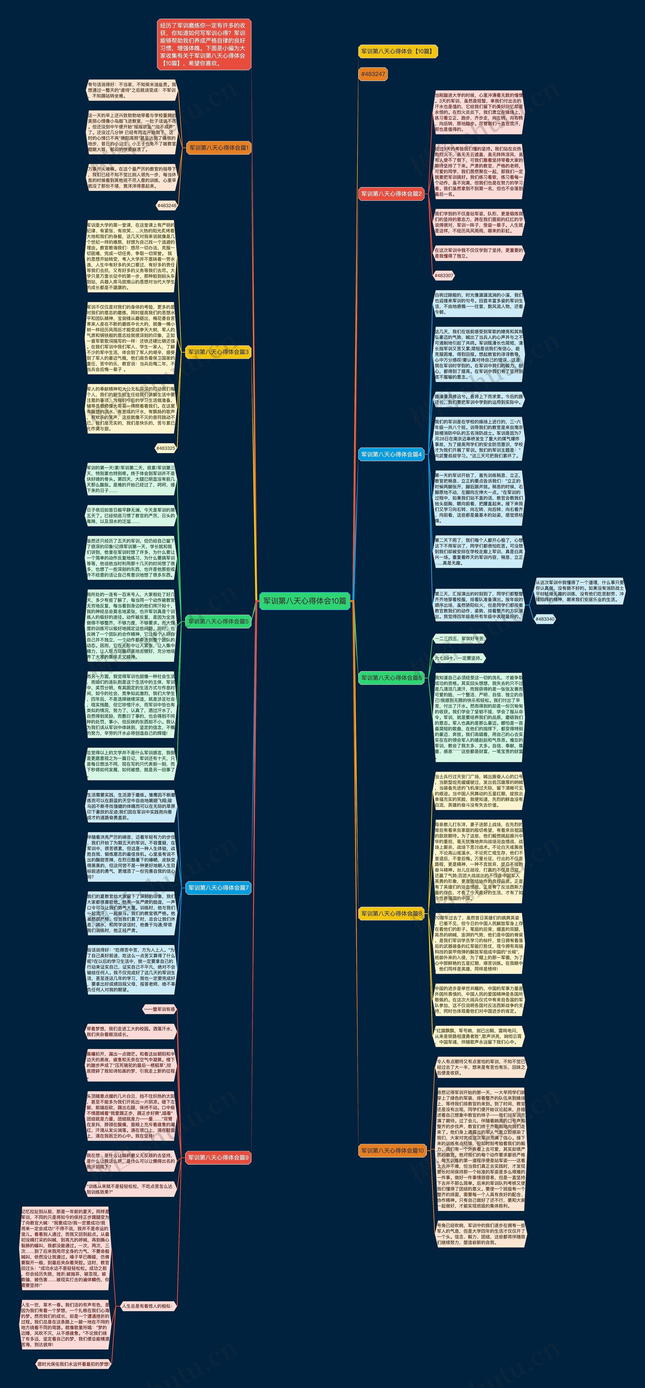 军训第八天心得体会10篇思维导图