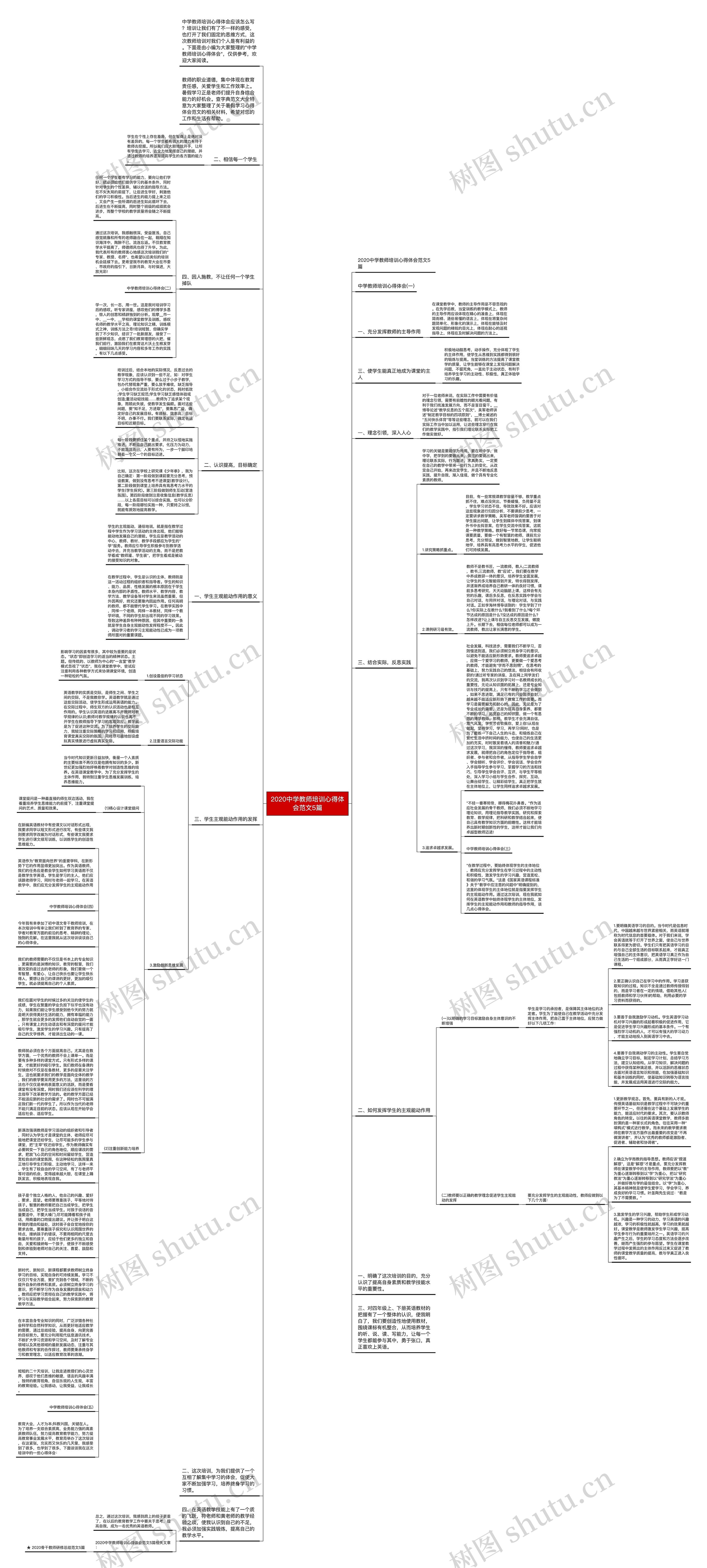 2020中学教师培训心得体会范文5篇思维导图