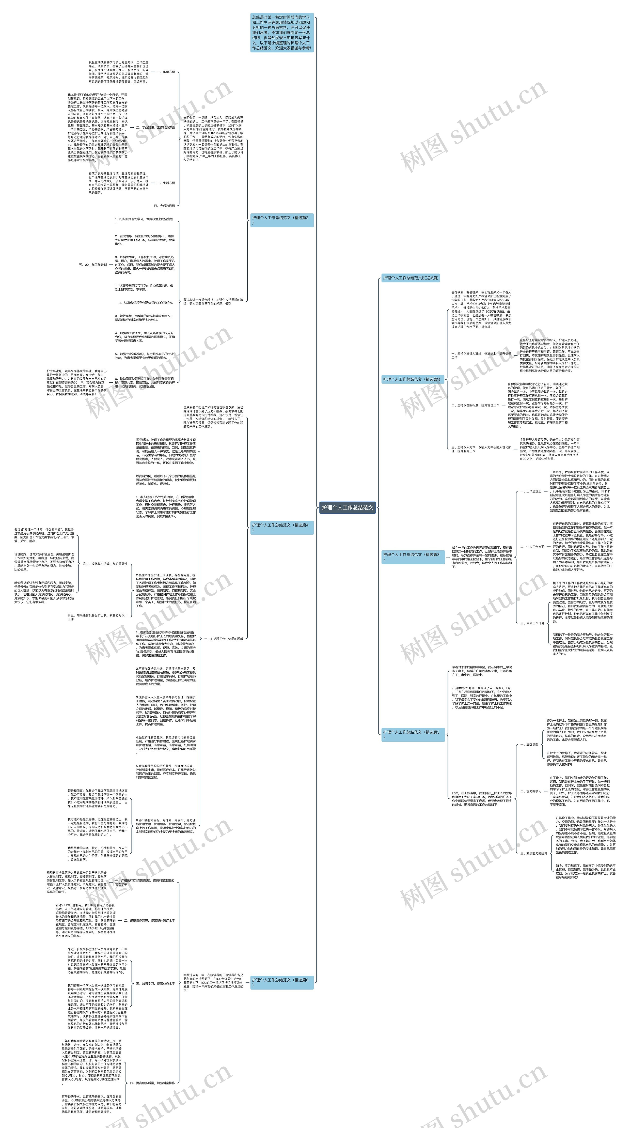 护理个人工作总结范文思维导图