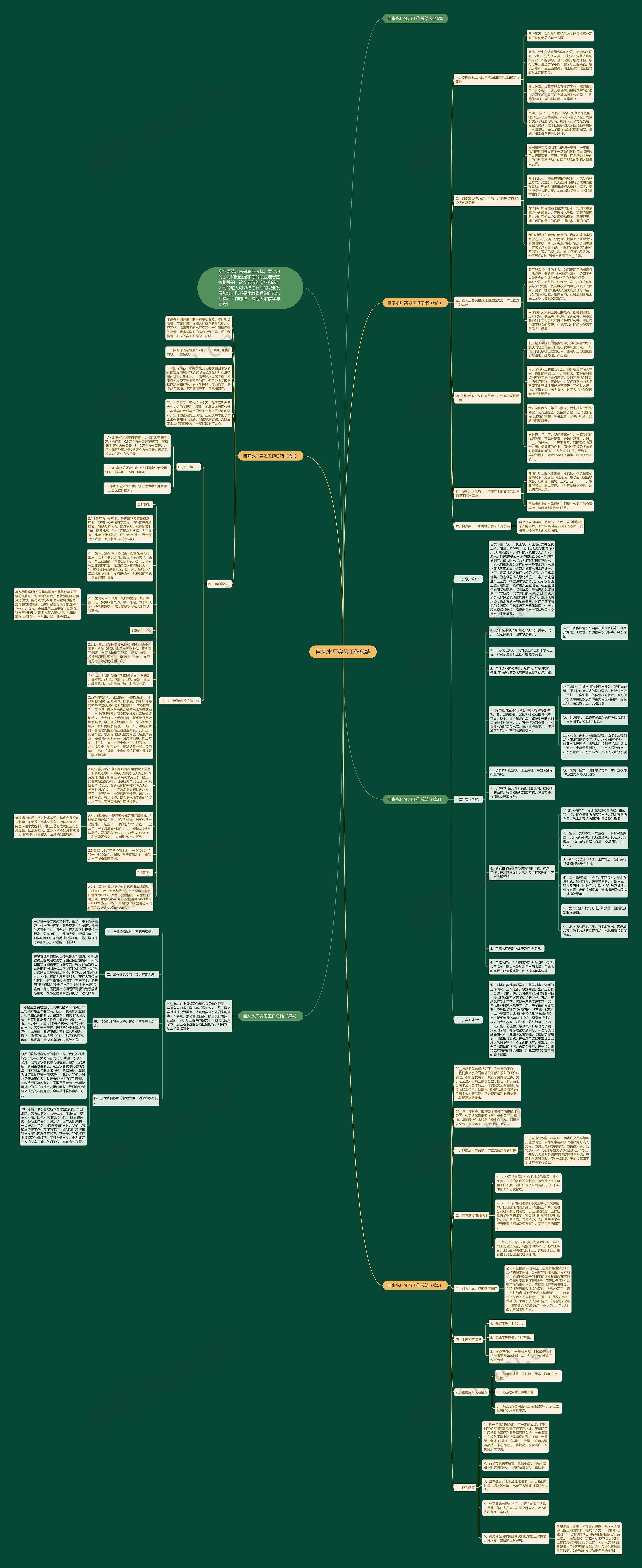 自来水厂实习工作总结思维导图