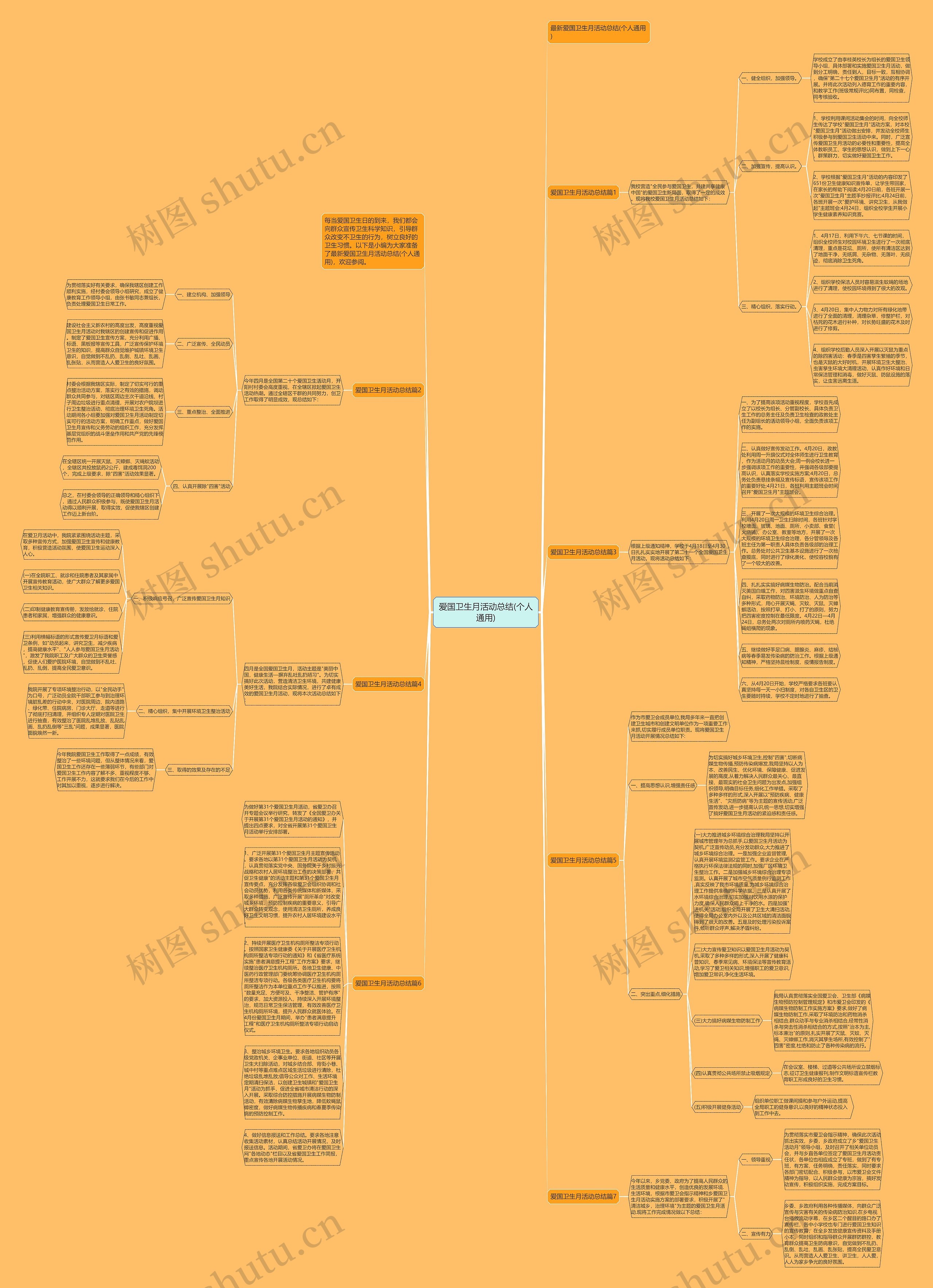 爱国卫生月活动总结(个人通用)思维导图