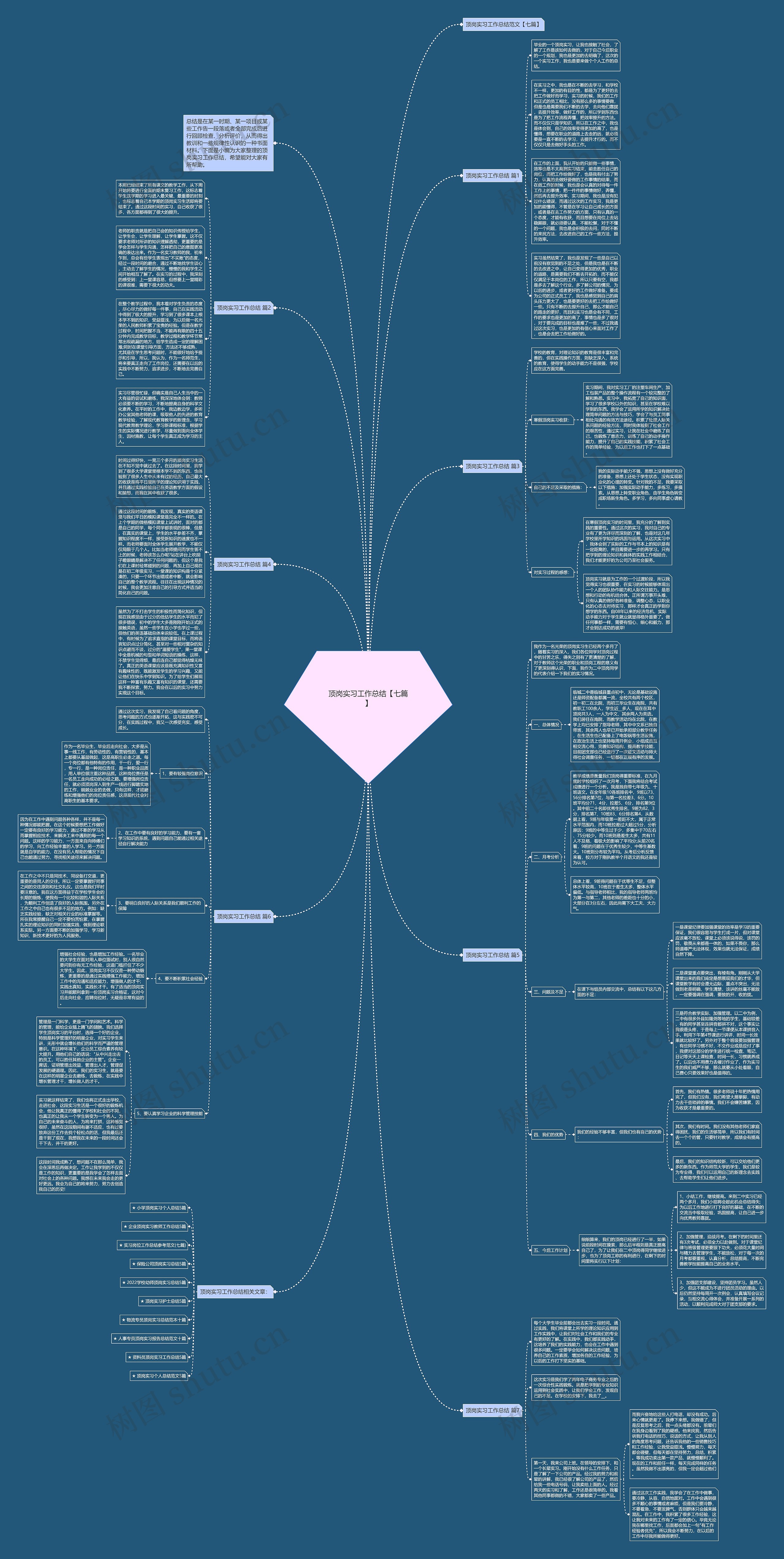 顶岗实习工作总结【七篇】思维导图
