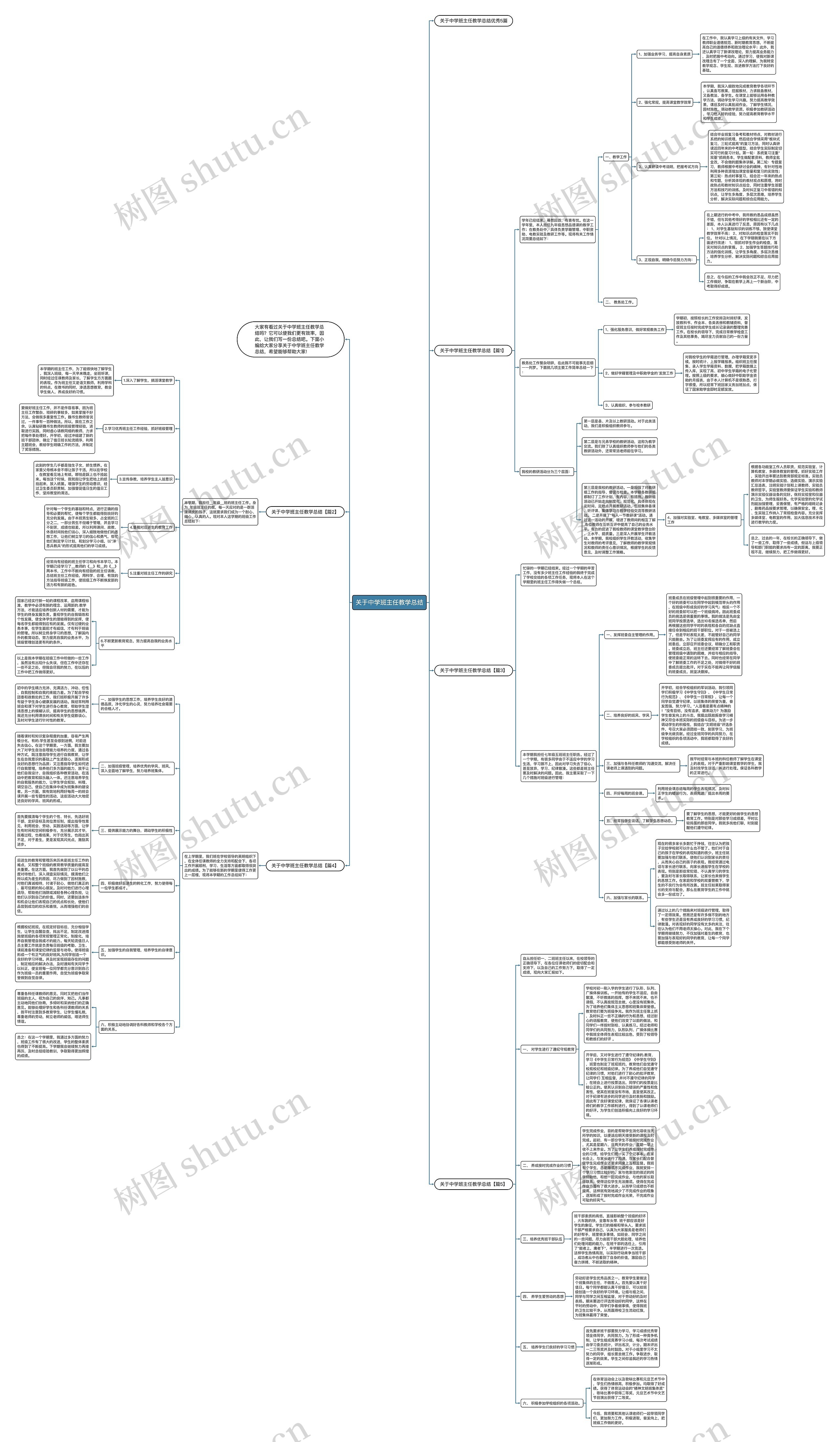 关于中学班主任教学总结思维导图