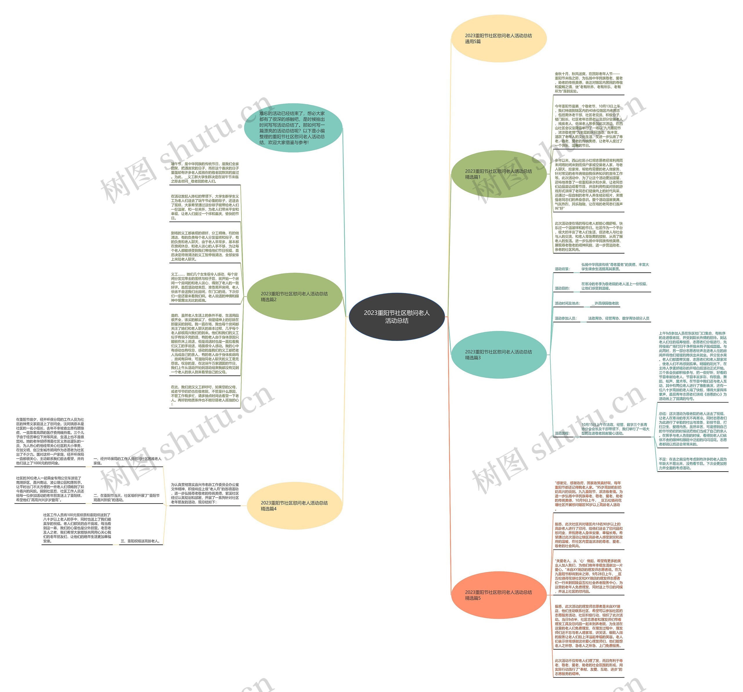 2023重阳节社区慰问老人活动总结思维导图