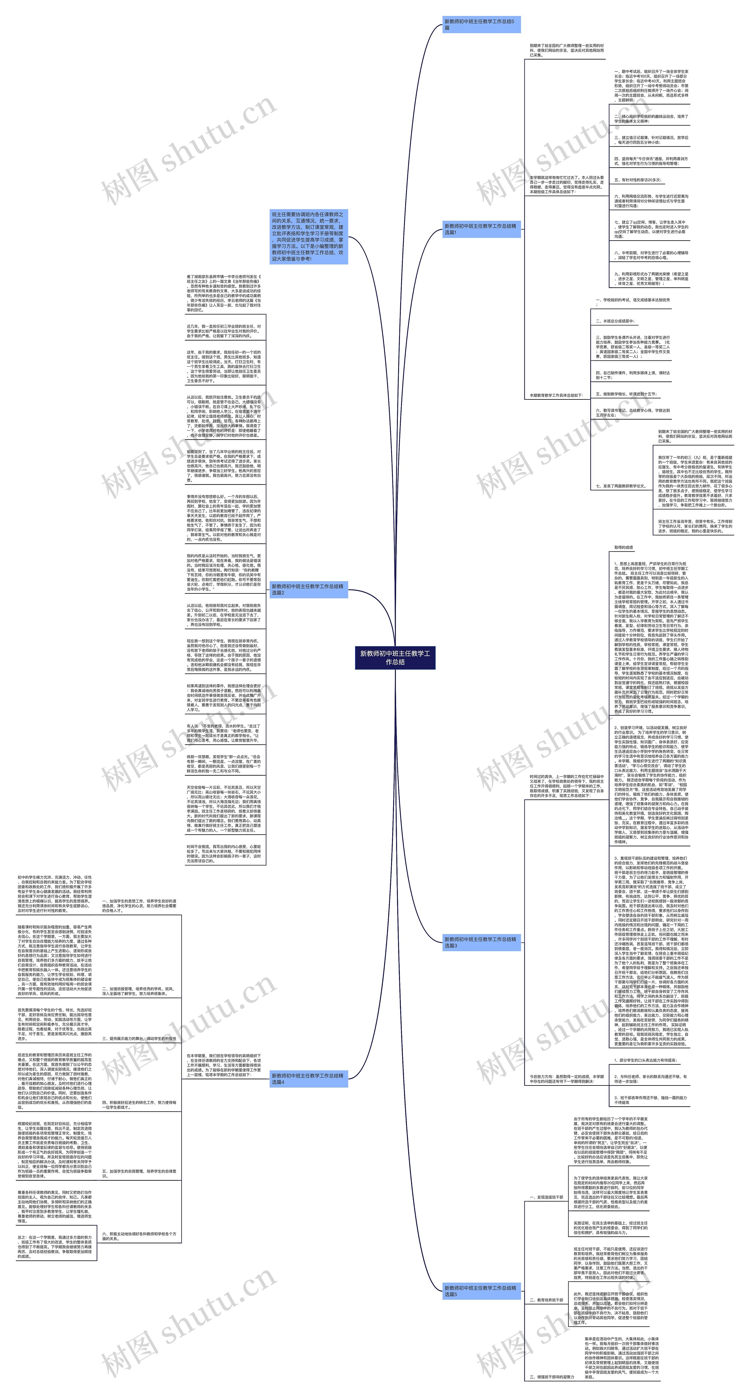 新教师初中班主任教学工作总结思维导图