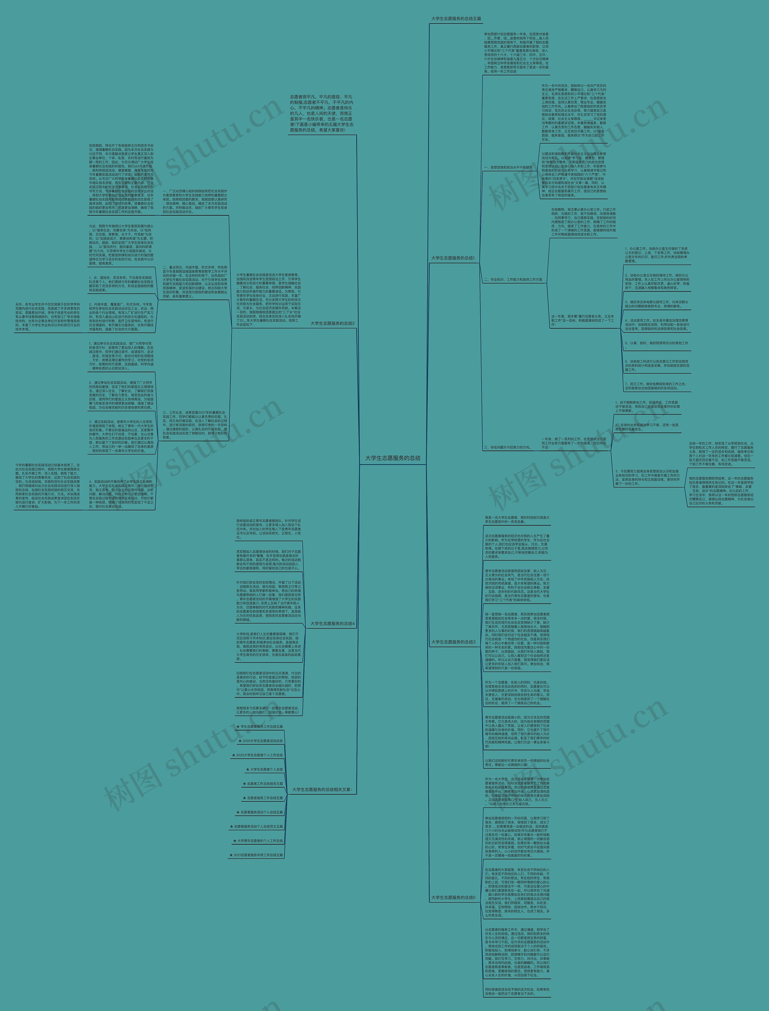 大学生志愿服务的总结思维导图