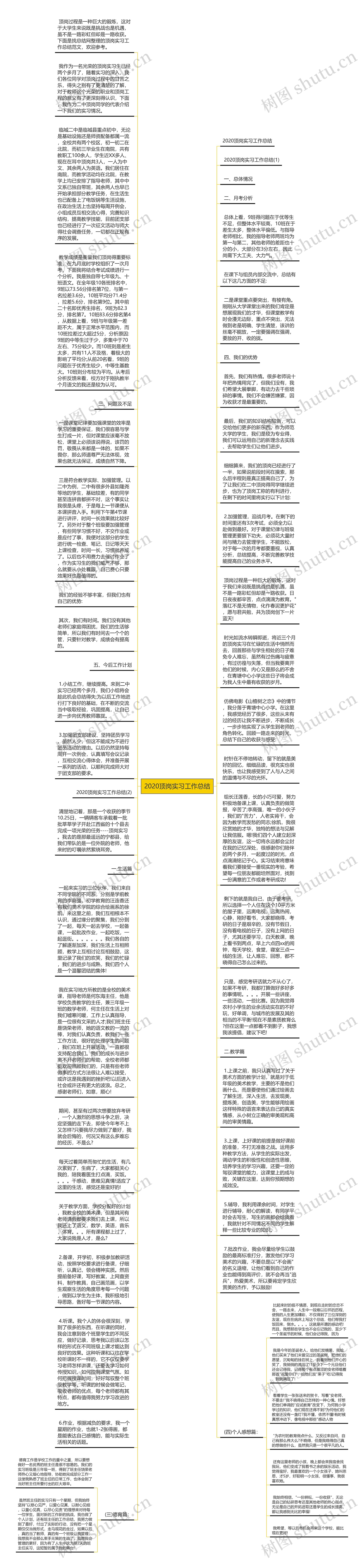 2020顶岗实习工作总结思维导图