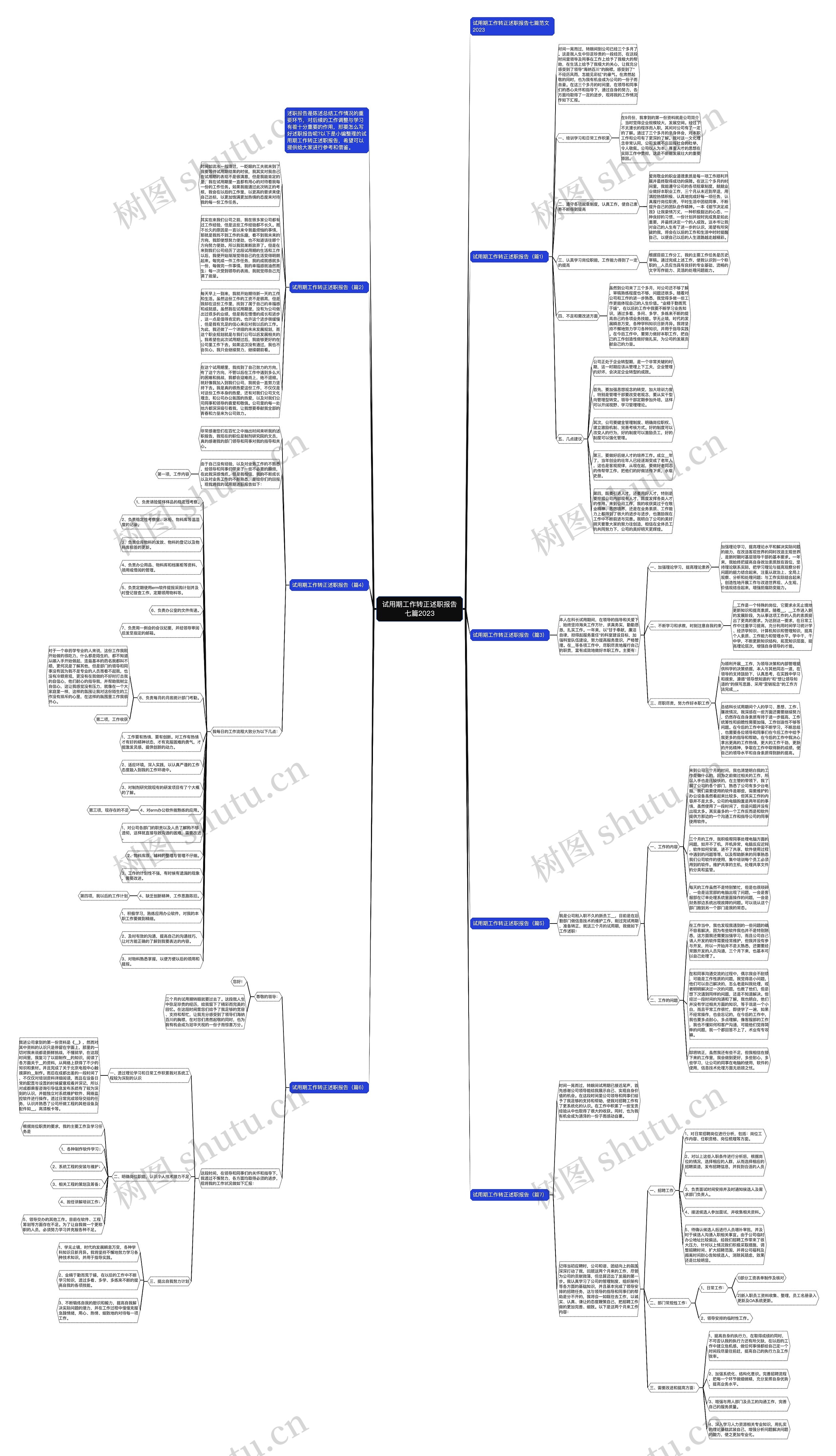 试用期工作转正述职报告七篇2023思维导图