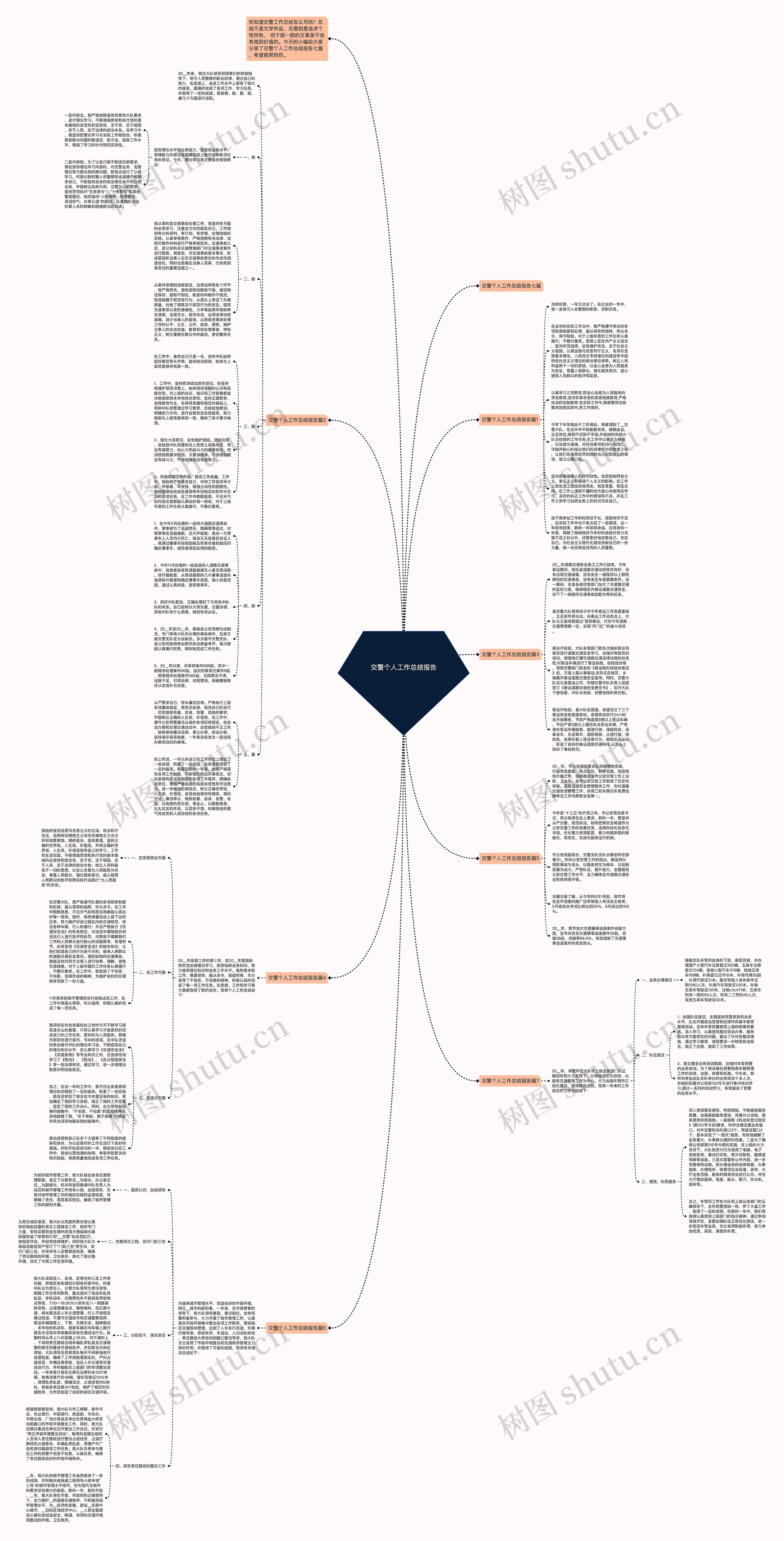 交警个人工作总结报告思维导图