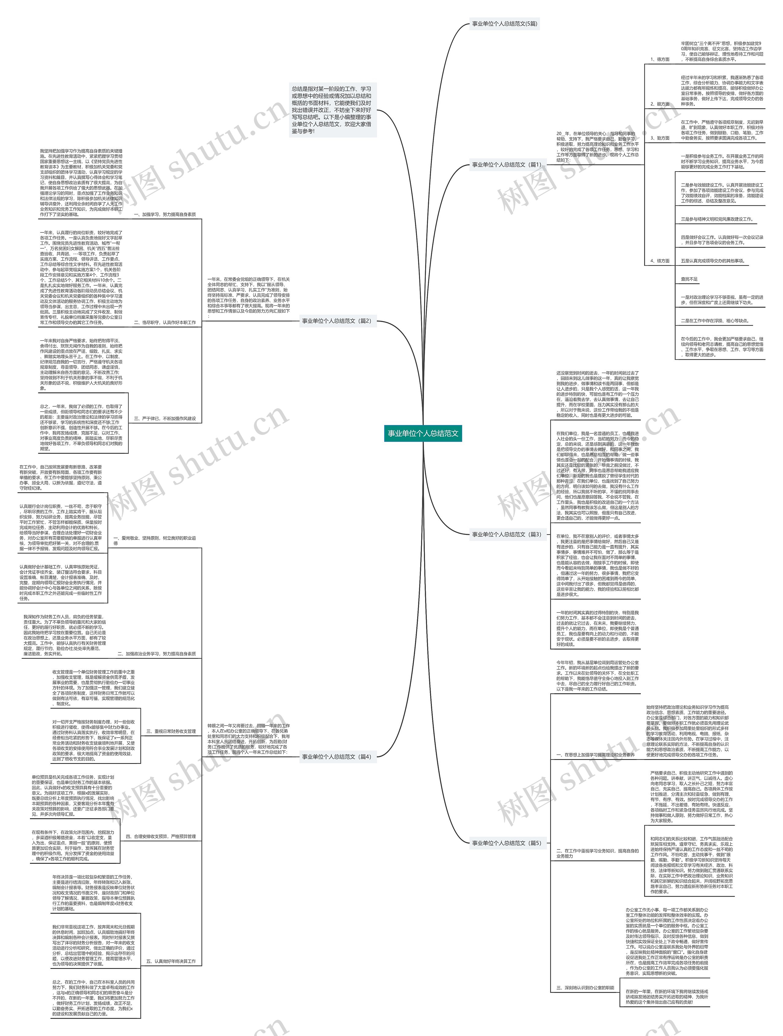 事业单位个人总结范文思维导图