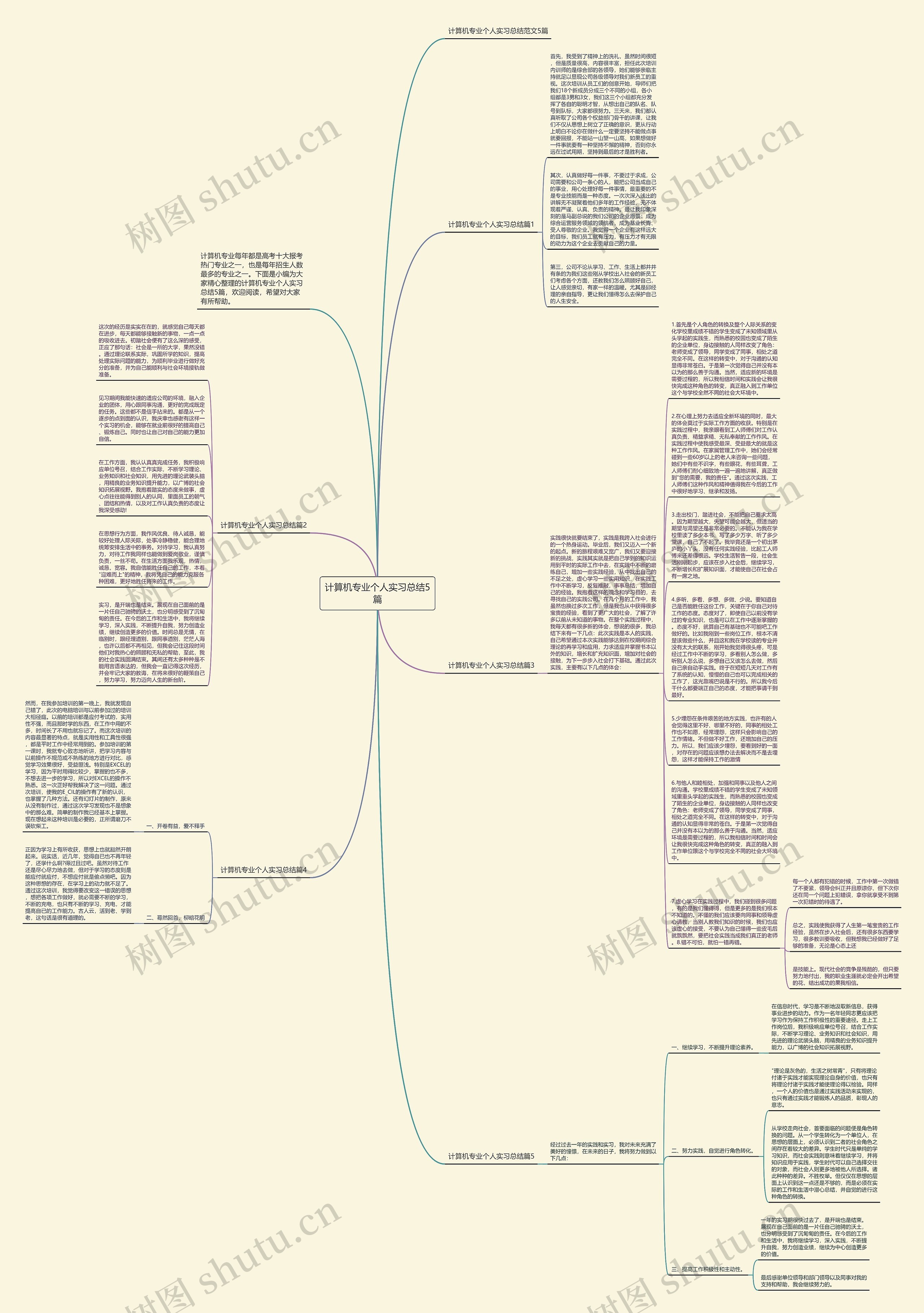 计算机专业个人实习总结5篇思维导图