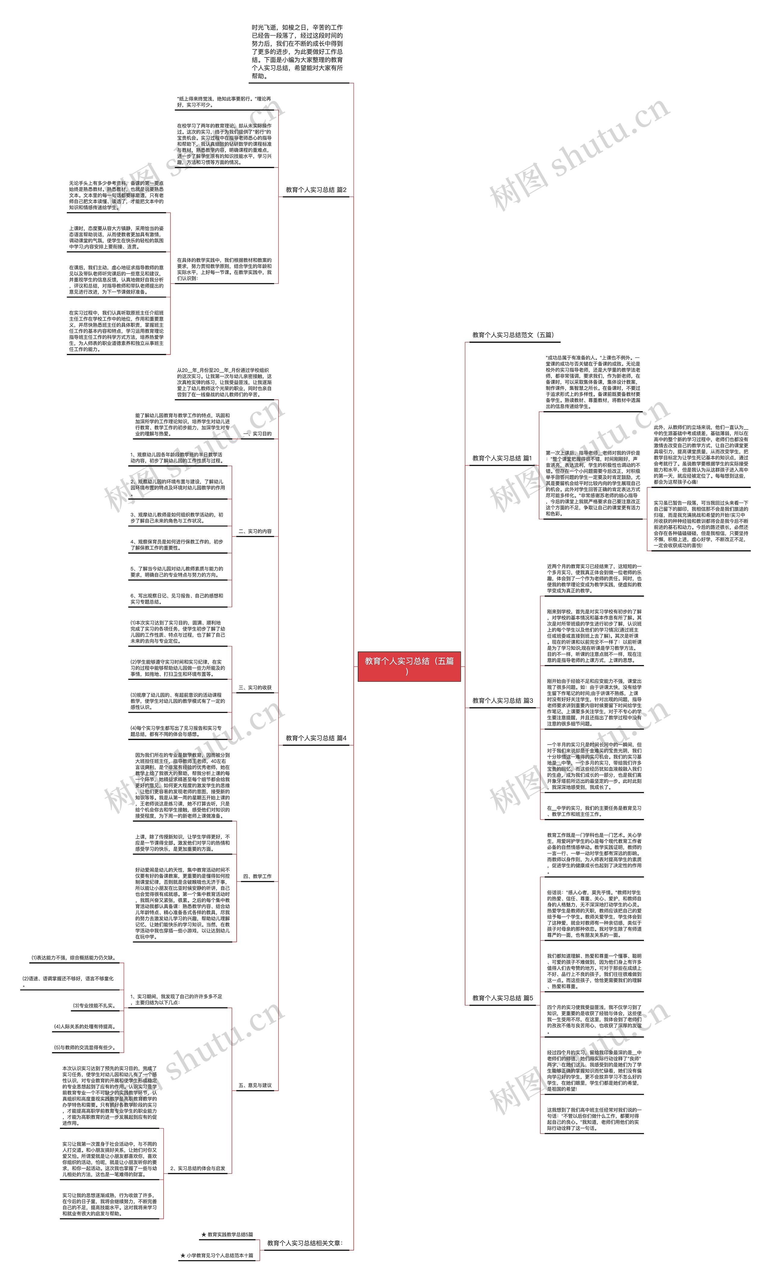 教育个人实习总结（五篇）思维导图