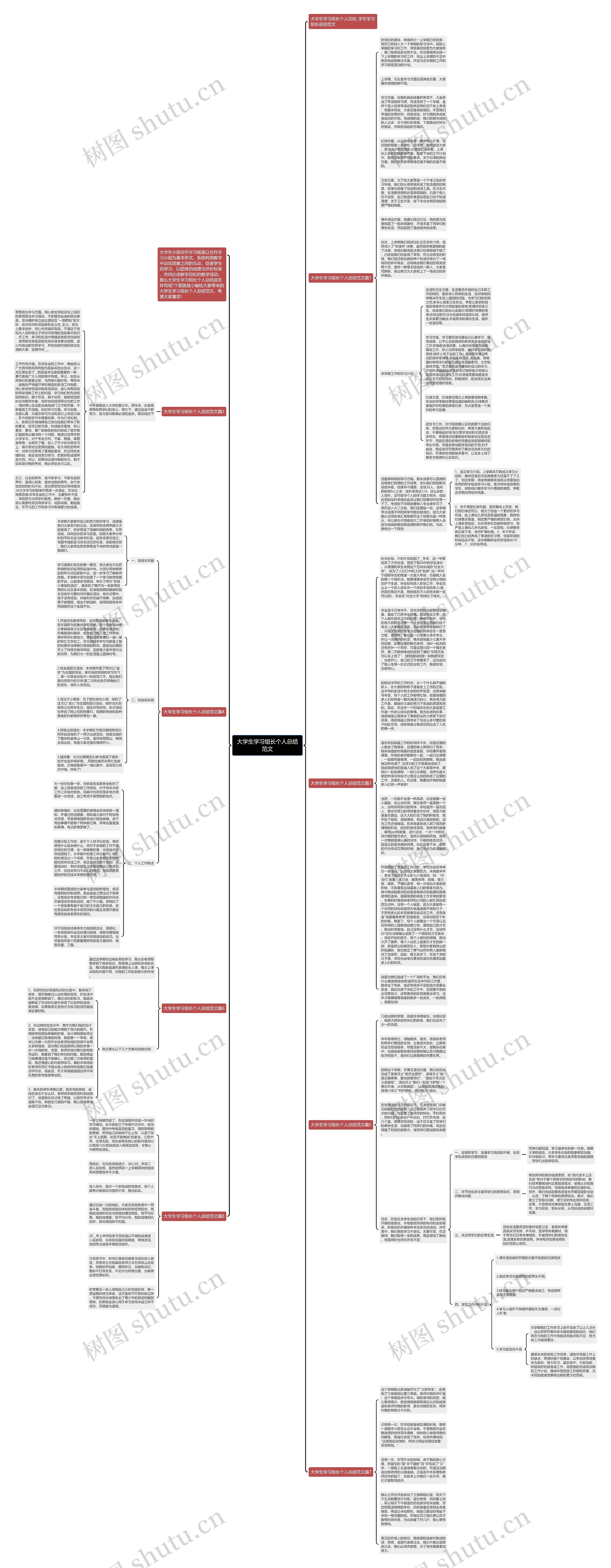 大学生学习组长个人总结范文思维导图高清图 大学生学习组长个人总结范文思维导图