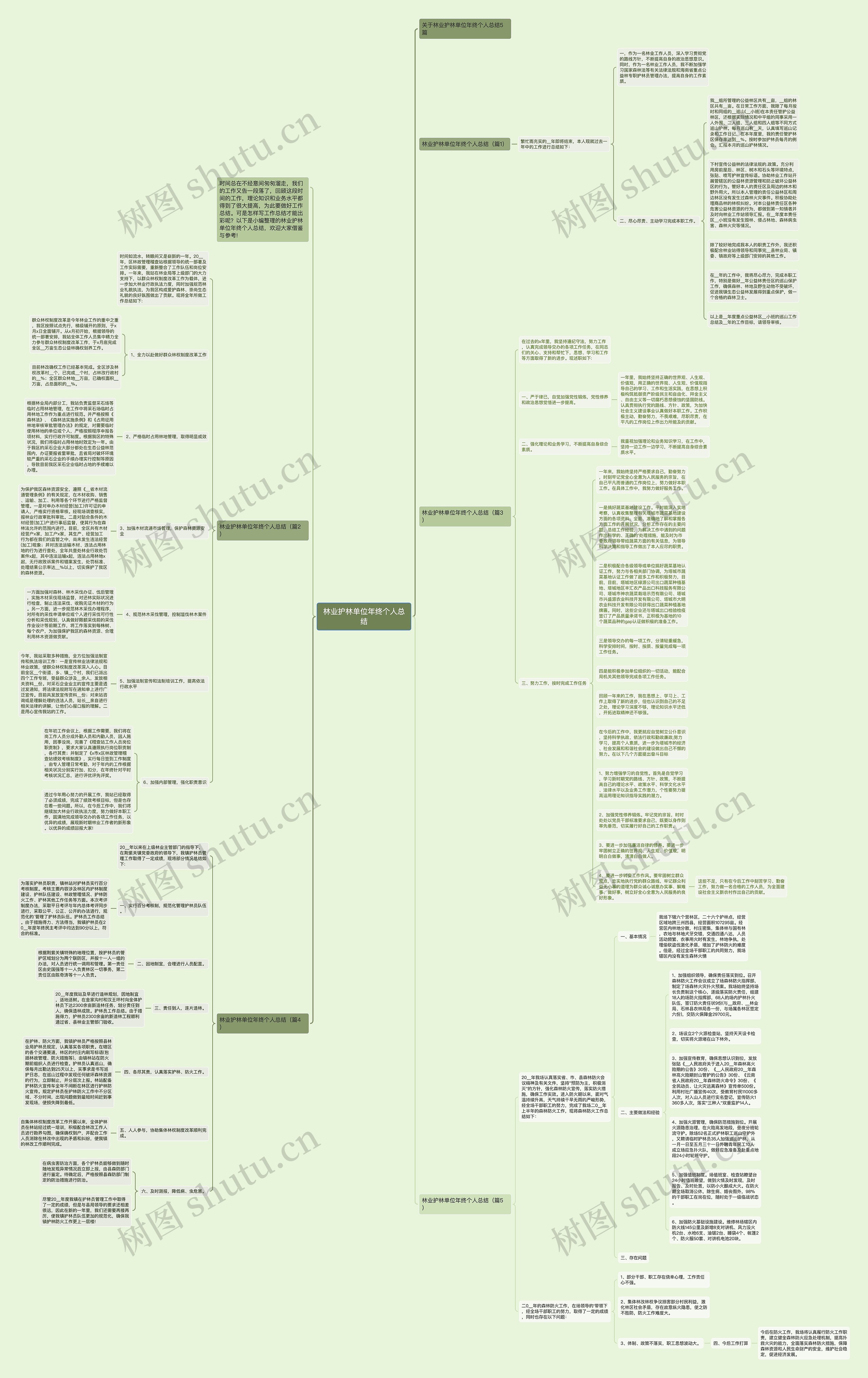 林业护林单位年终个人总结思维导图