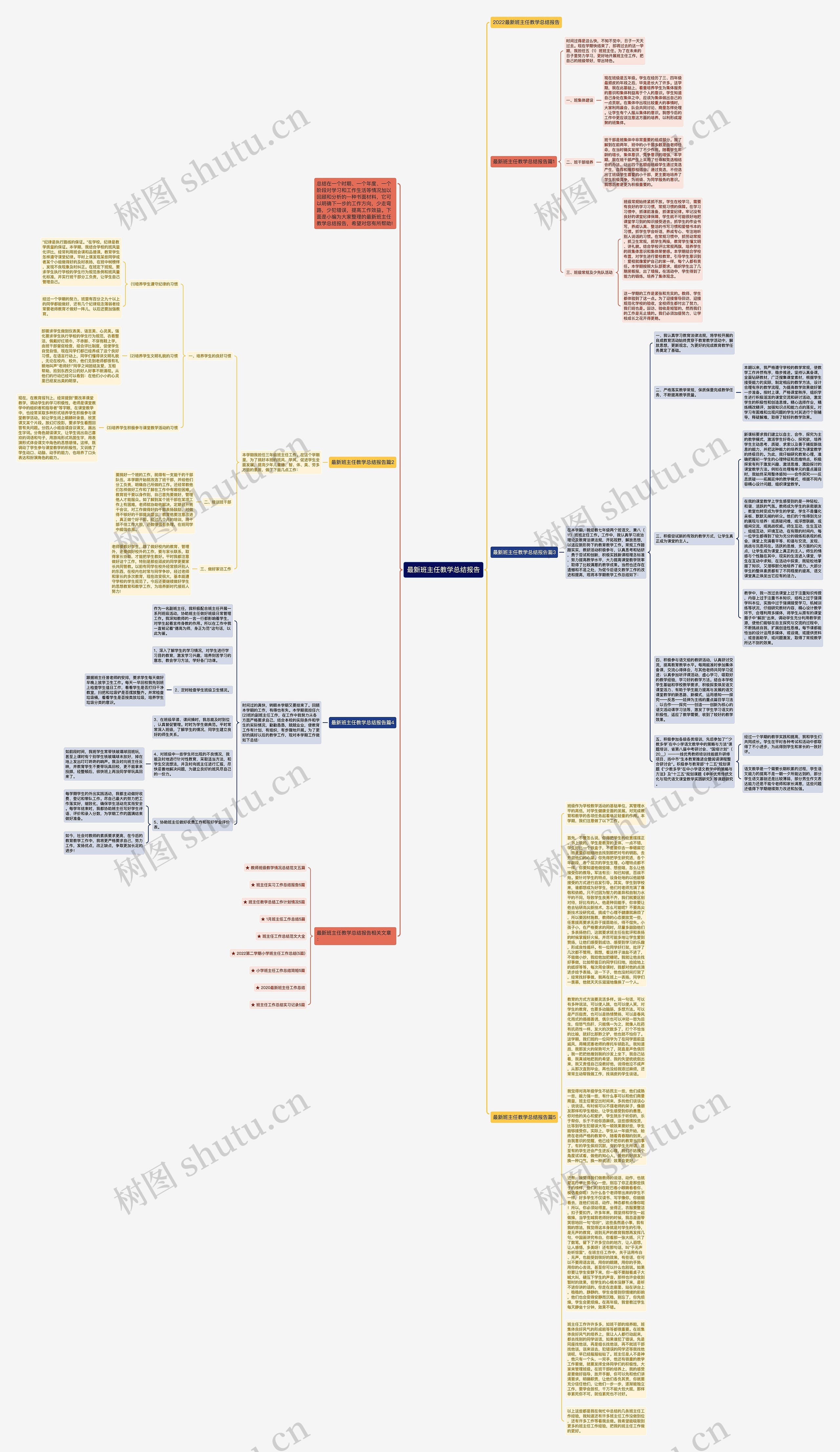 最新班主任教学总结报告思维导图