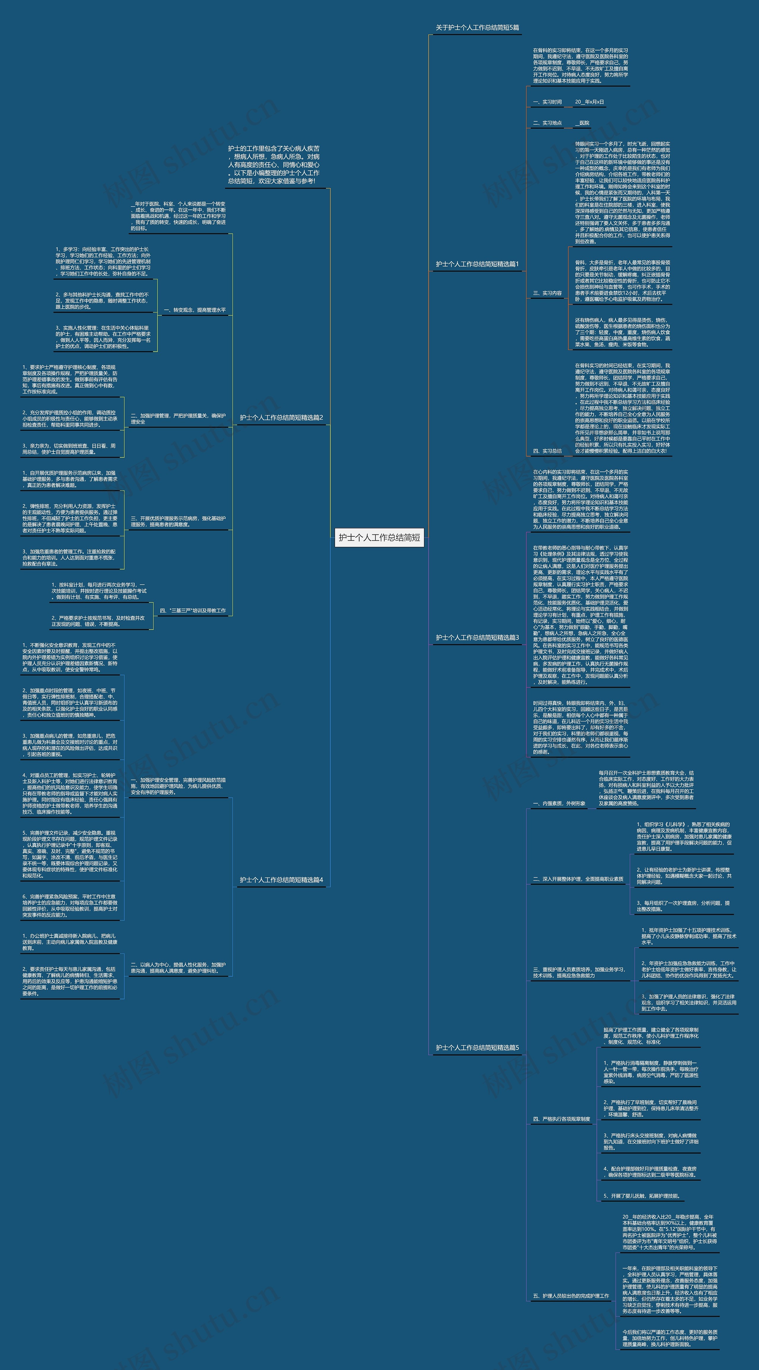 护士个人工作总结简短思维导图