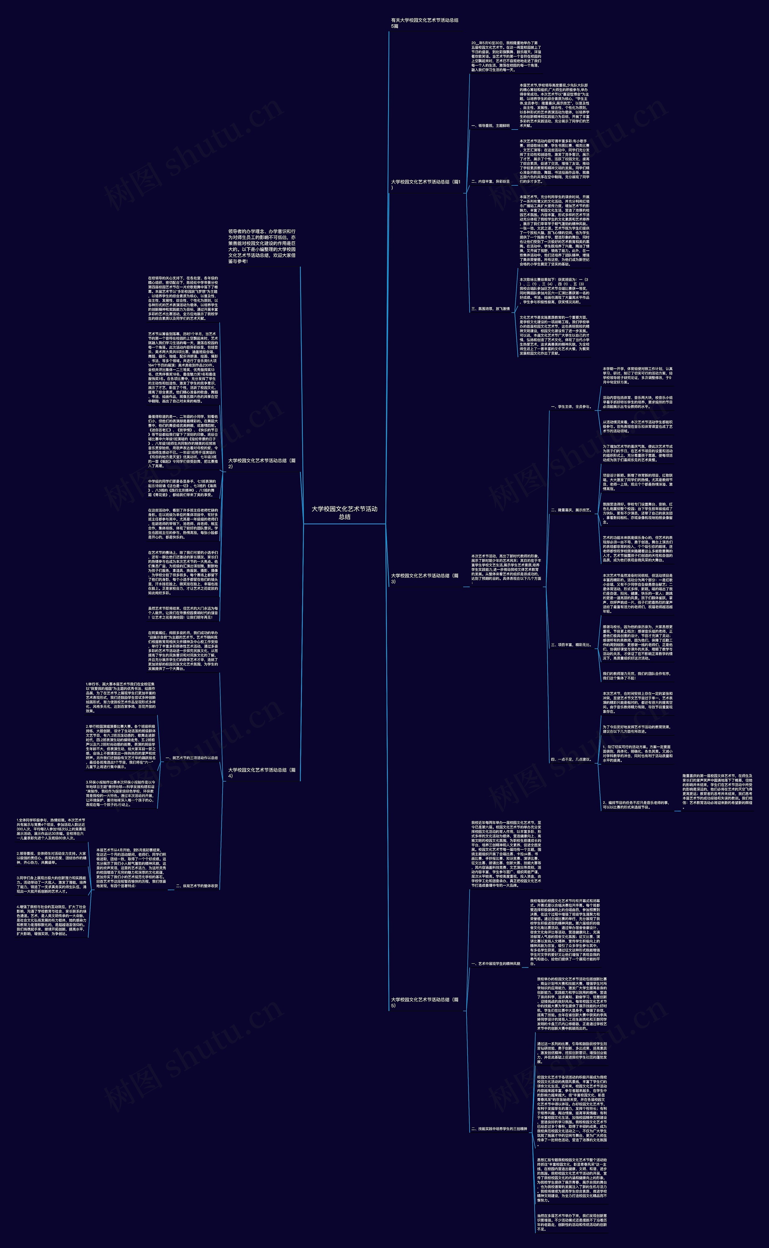 大学校园文化艺术节活动总结思维导图