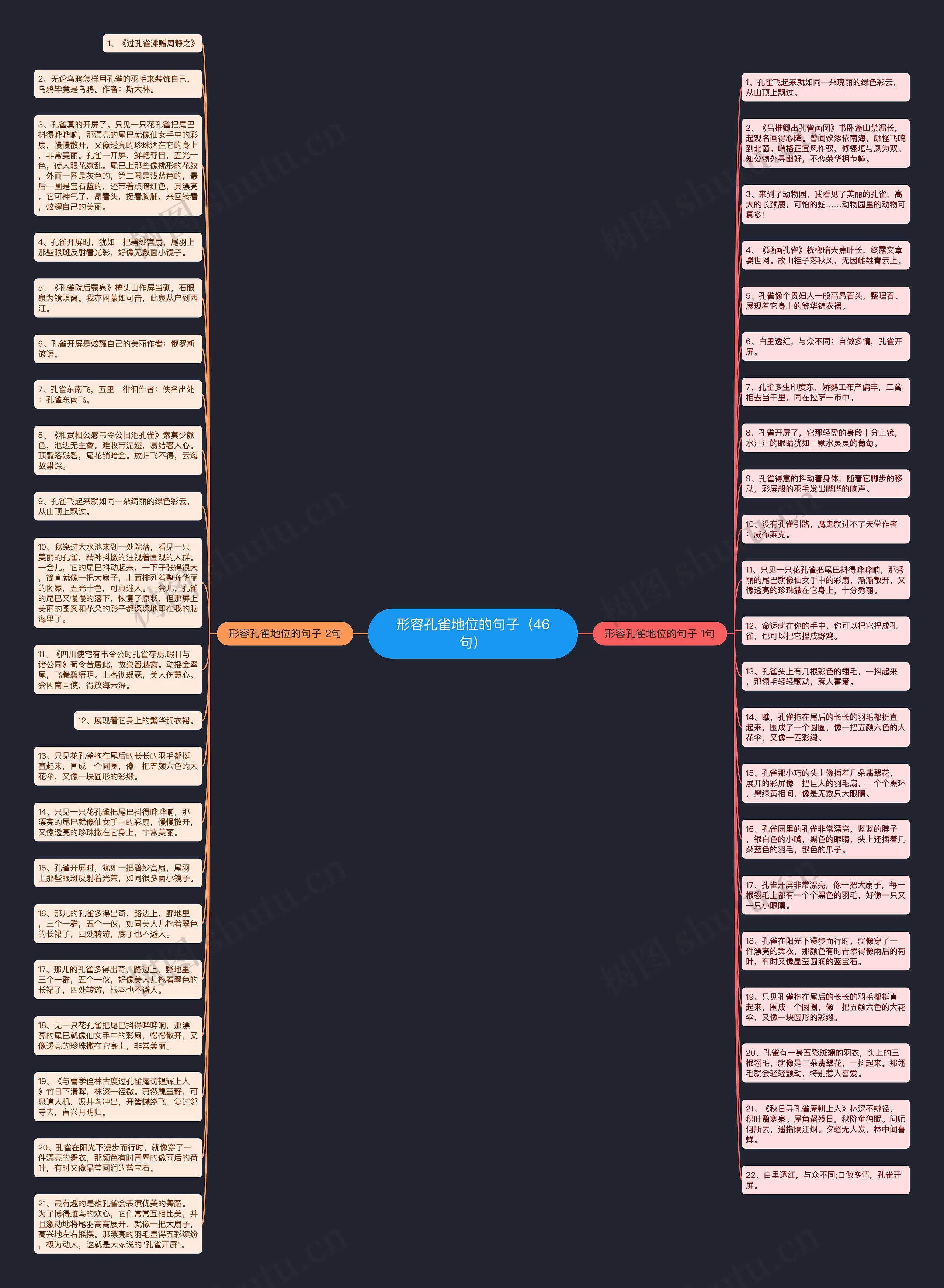 形容孔雀地位的句子(46句)思维导图高清图 形容孔雀地位的句子(46句)思维导图