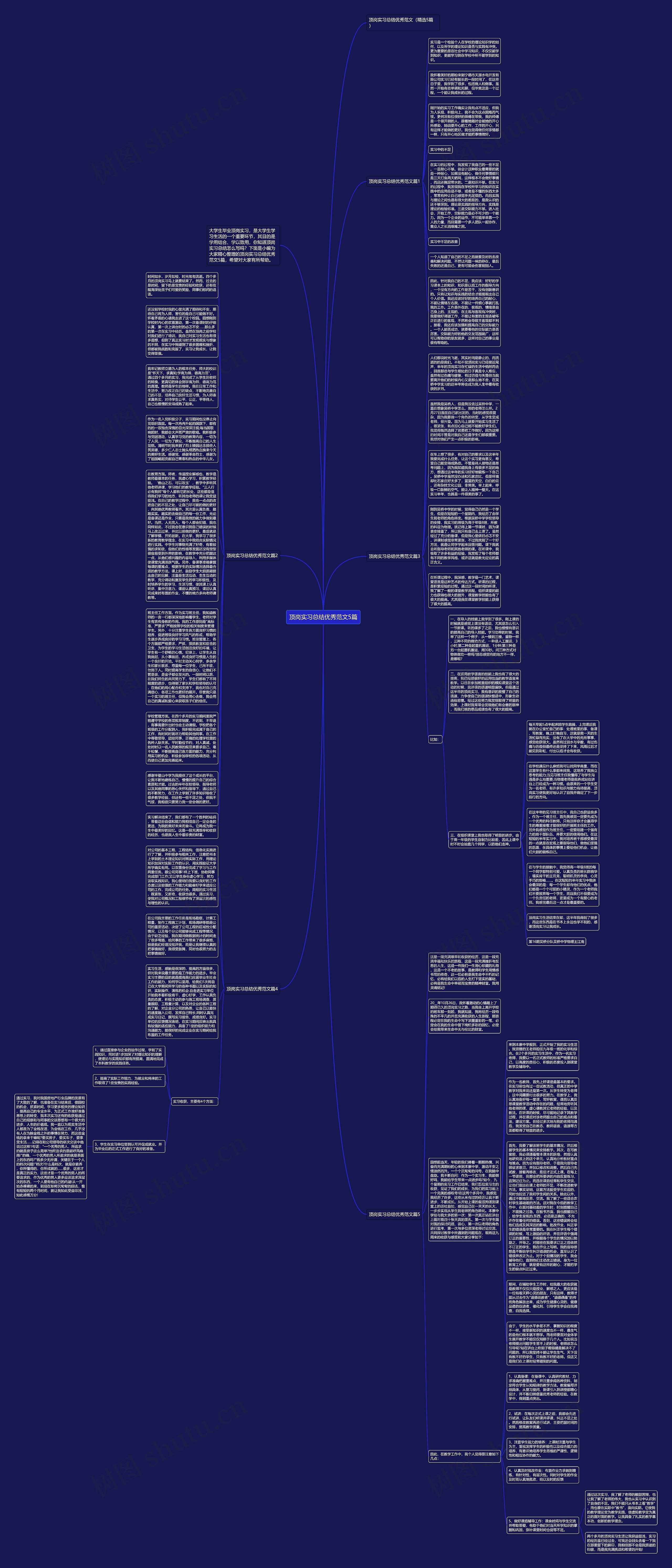 顶岗实习总结优秀范文5篇思维导图