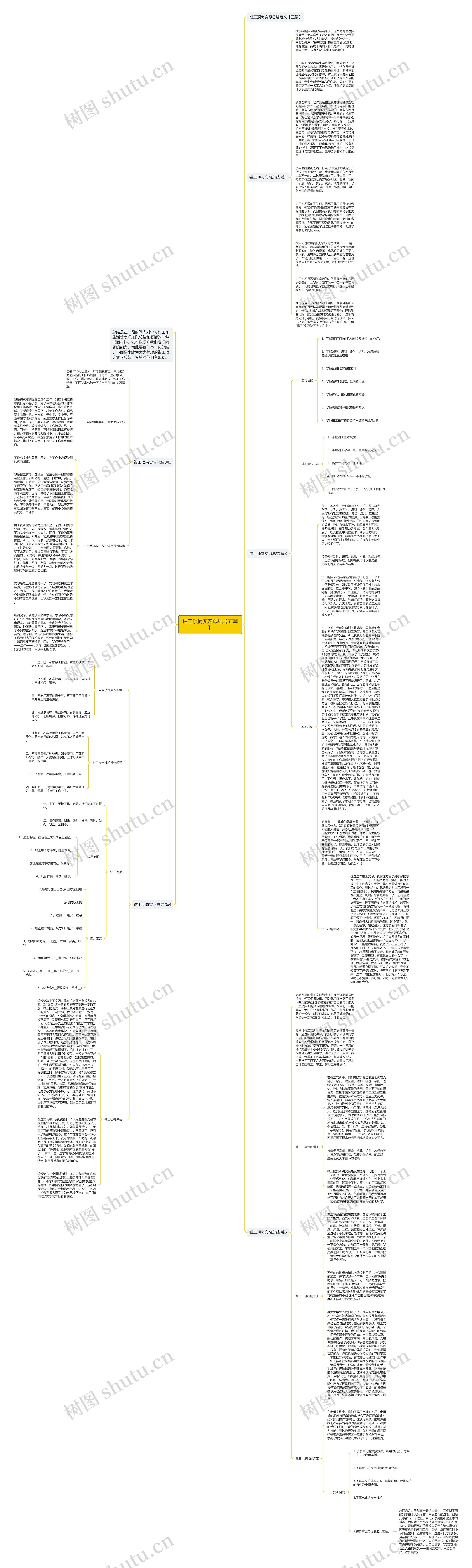 钳工顶岗实习总结【五篇】思维导图