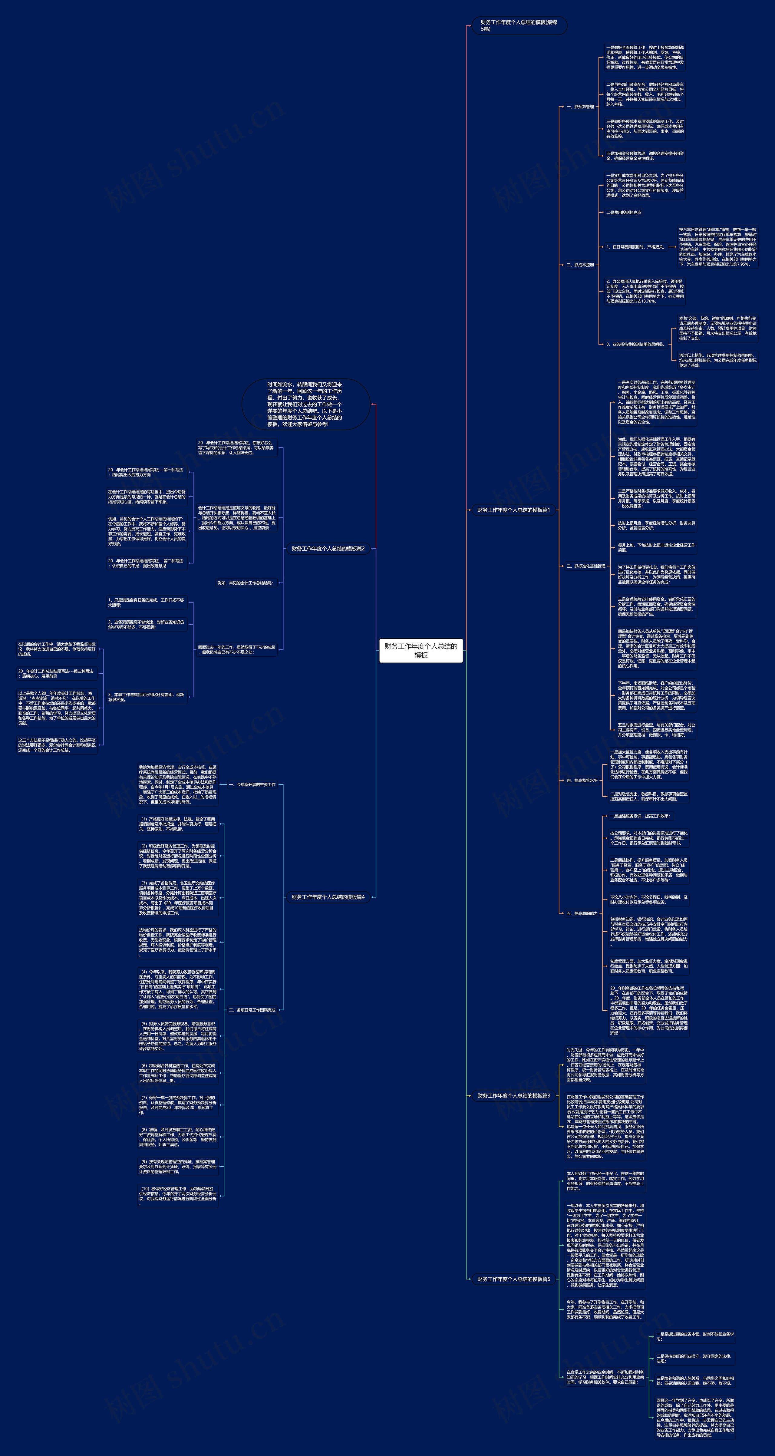 财务工作年度个人总结的思维导图
