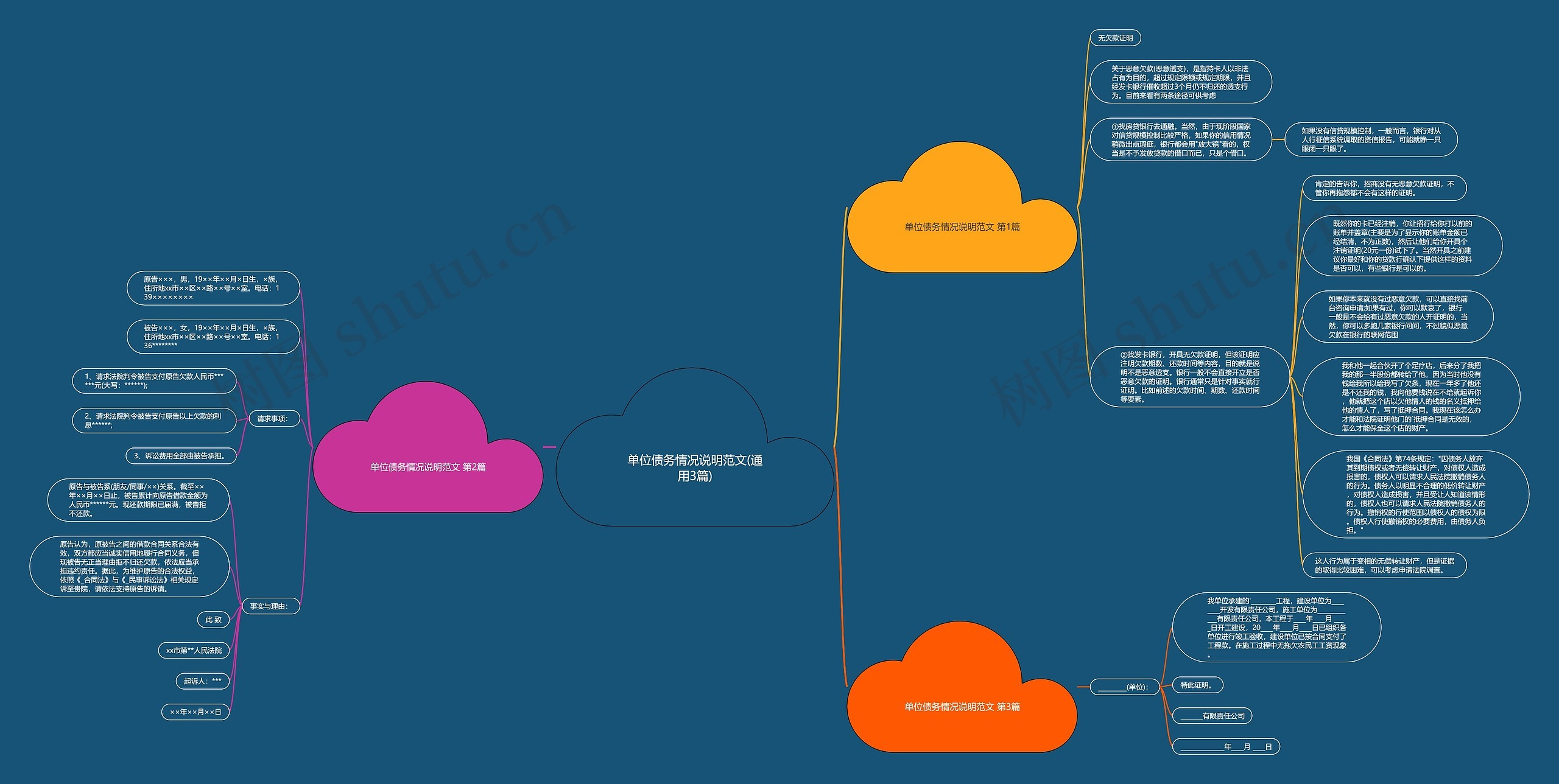 单位债务情况说明范文(通用3篇)思维导图