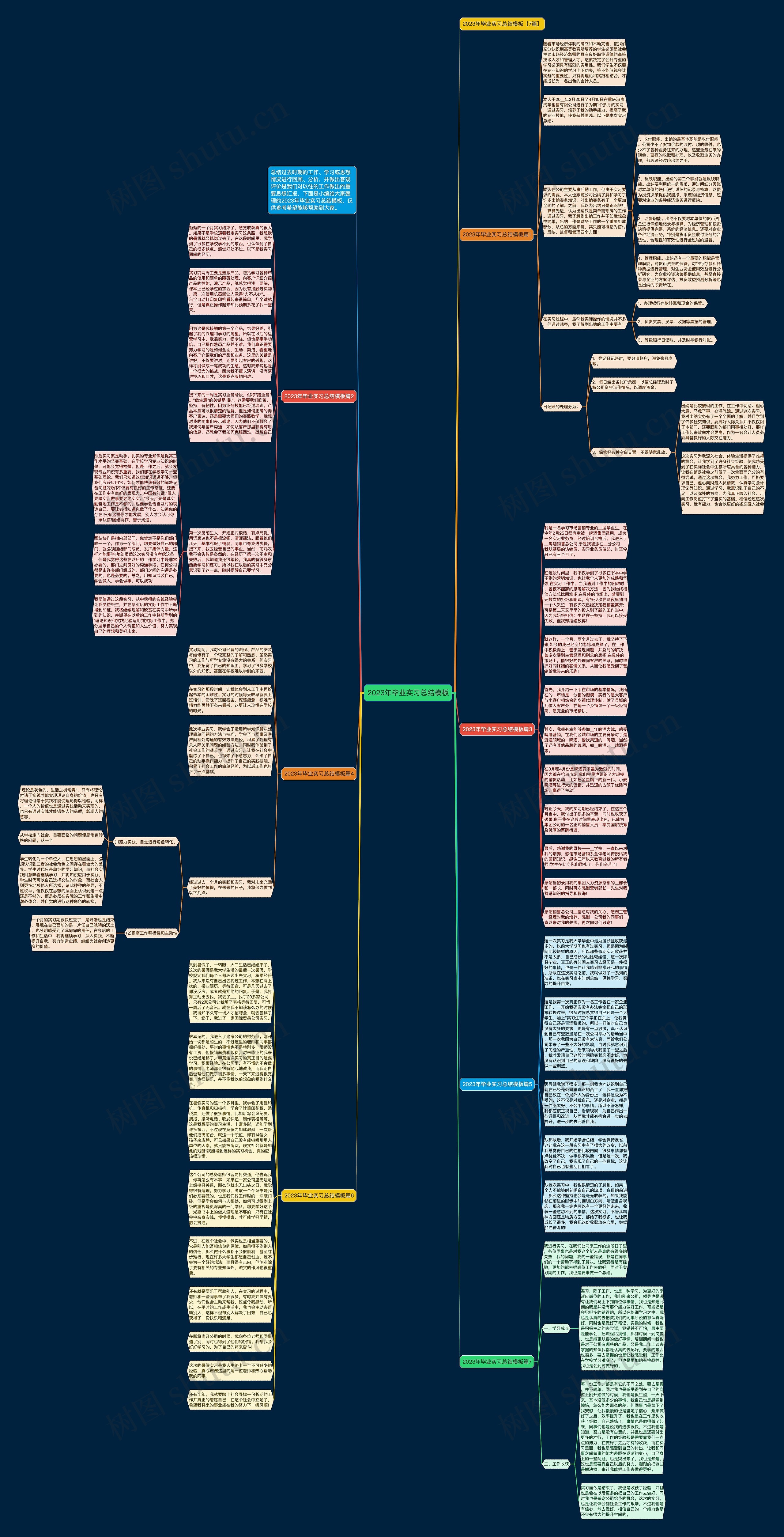 2023年毕业实习总结思维导图