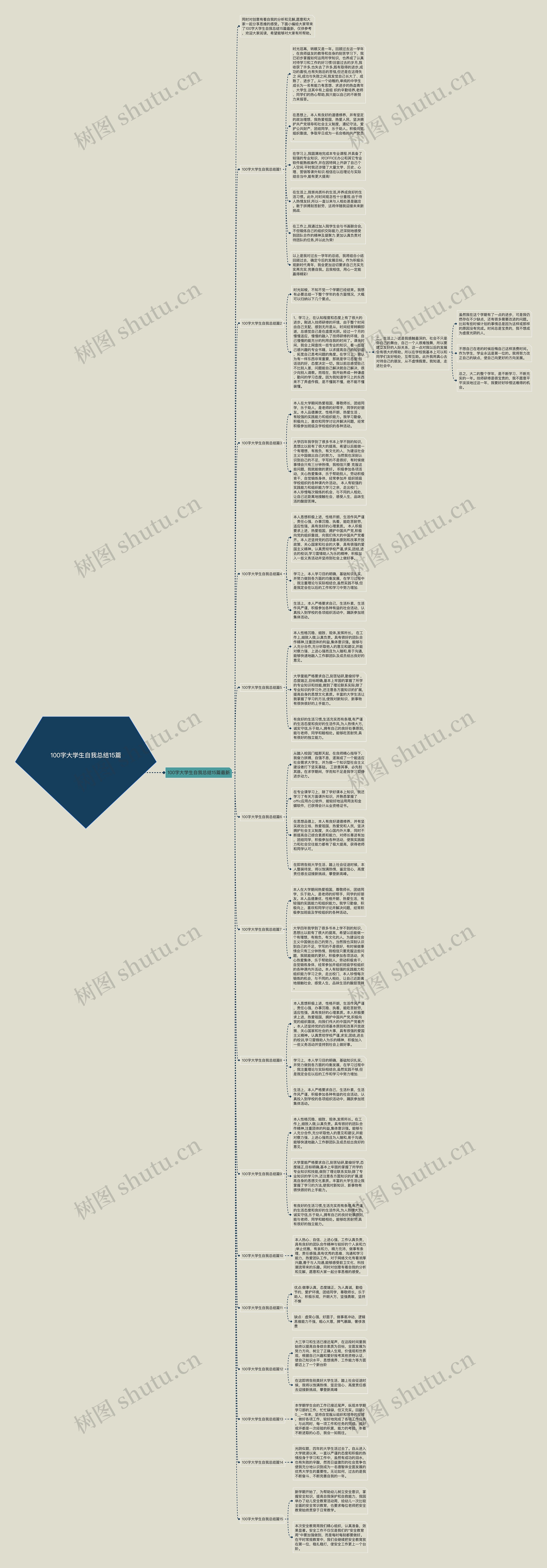 100字大学生自我总结15篇思维导图