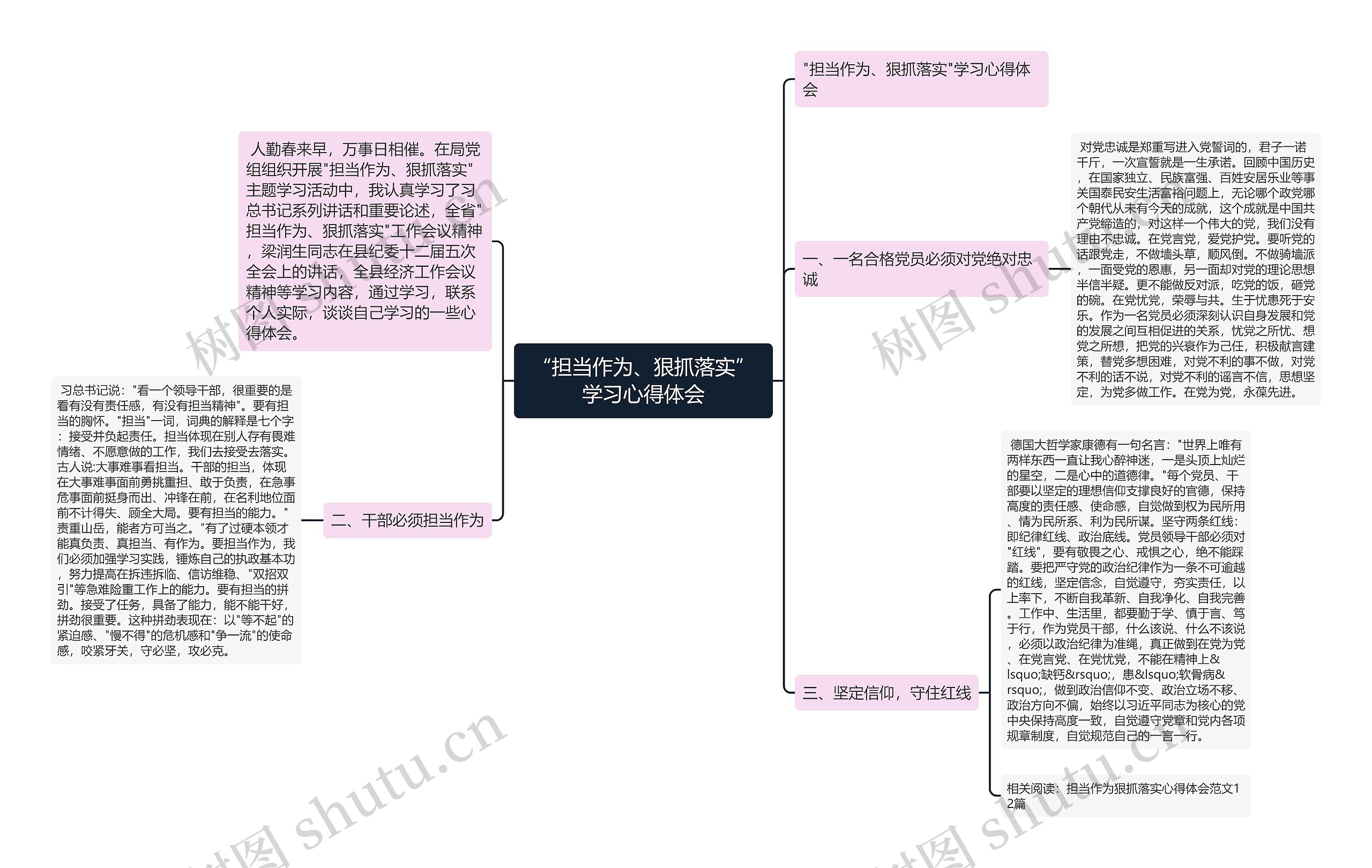 “担当作为、狠抓落实”学习心得体会思维导图