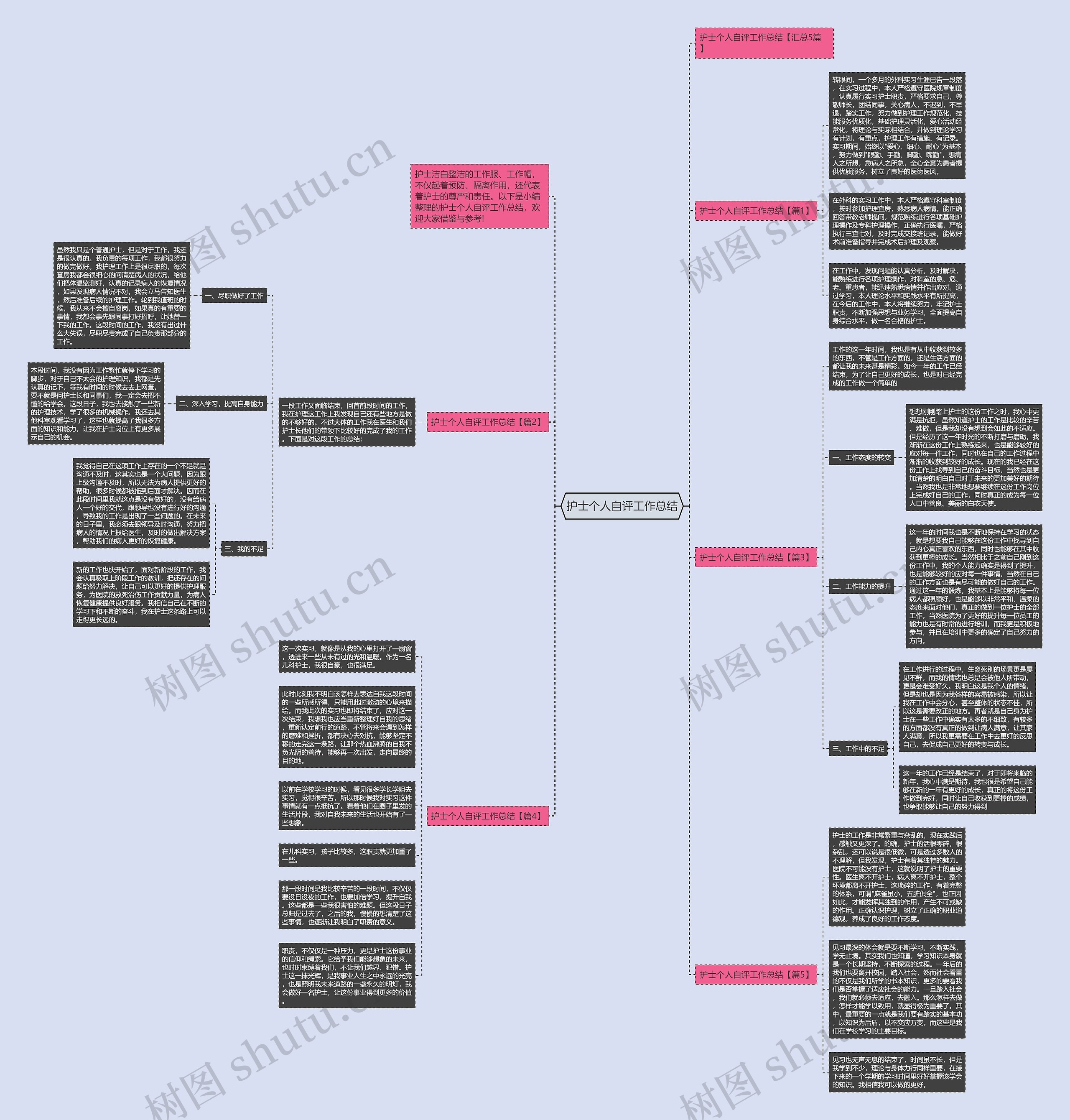 护士个人自评工作总结思维导图