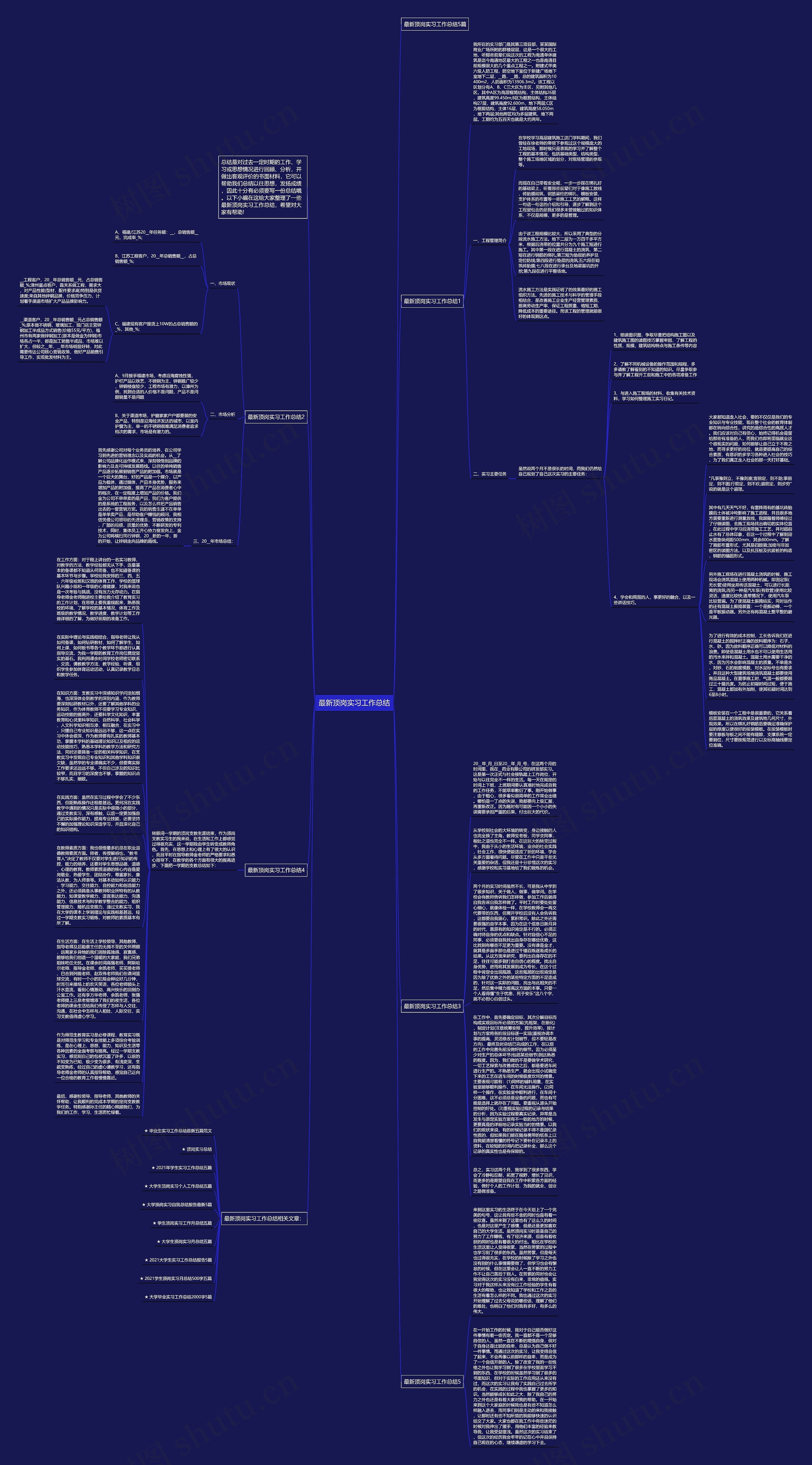 最新顶岗实习工作总结思维导图