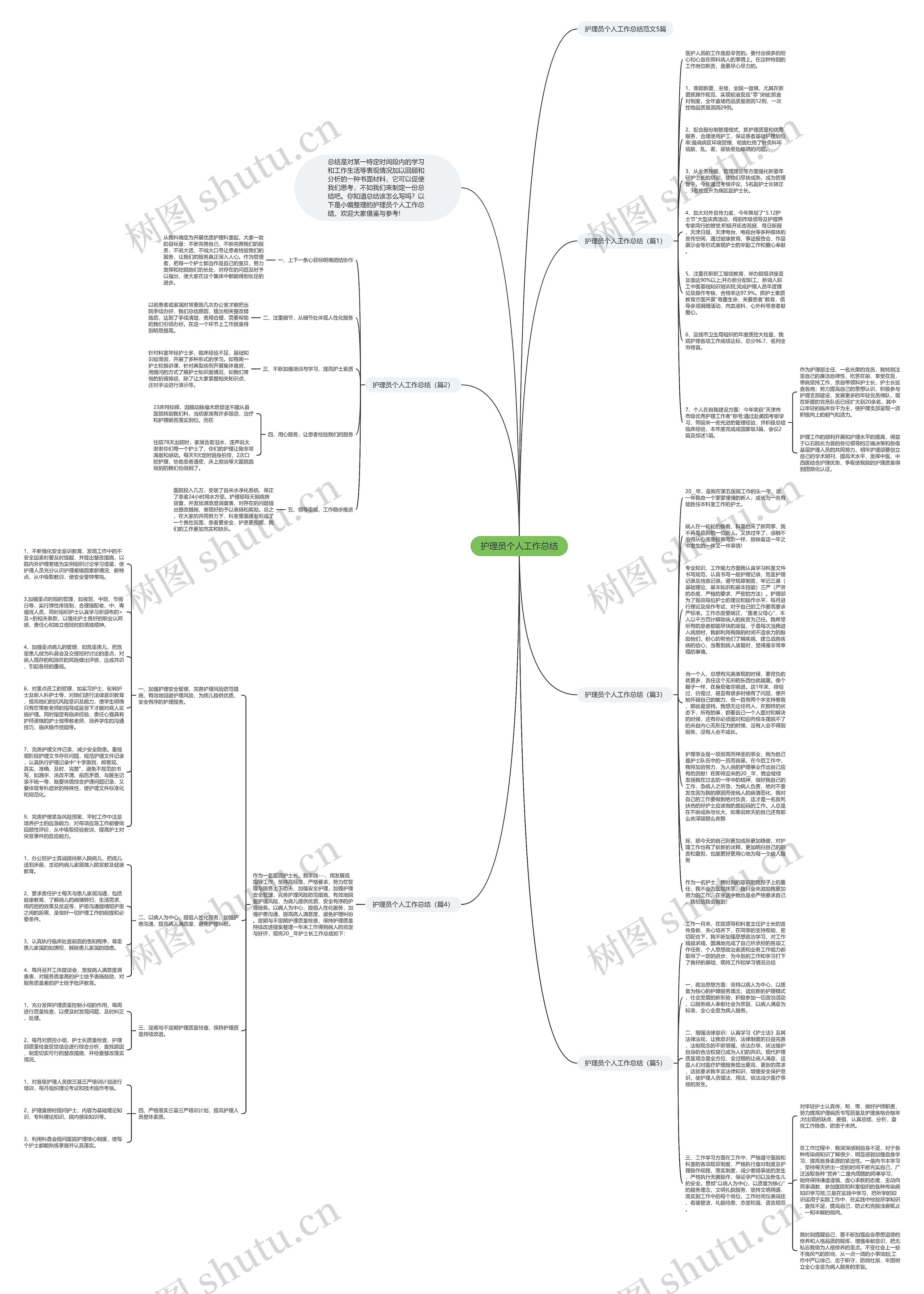 护理员个人工作总结思维导图