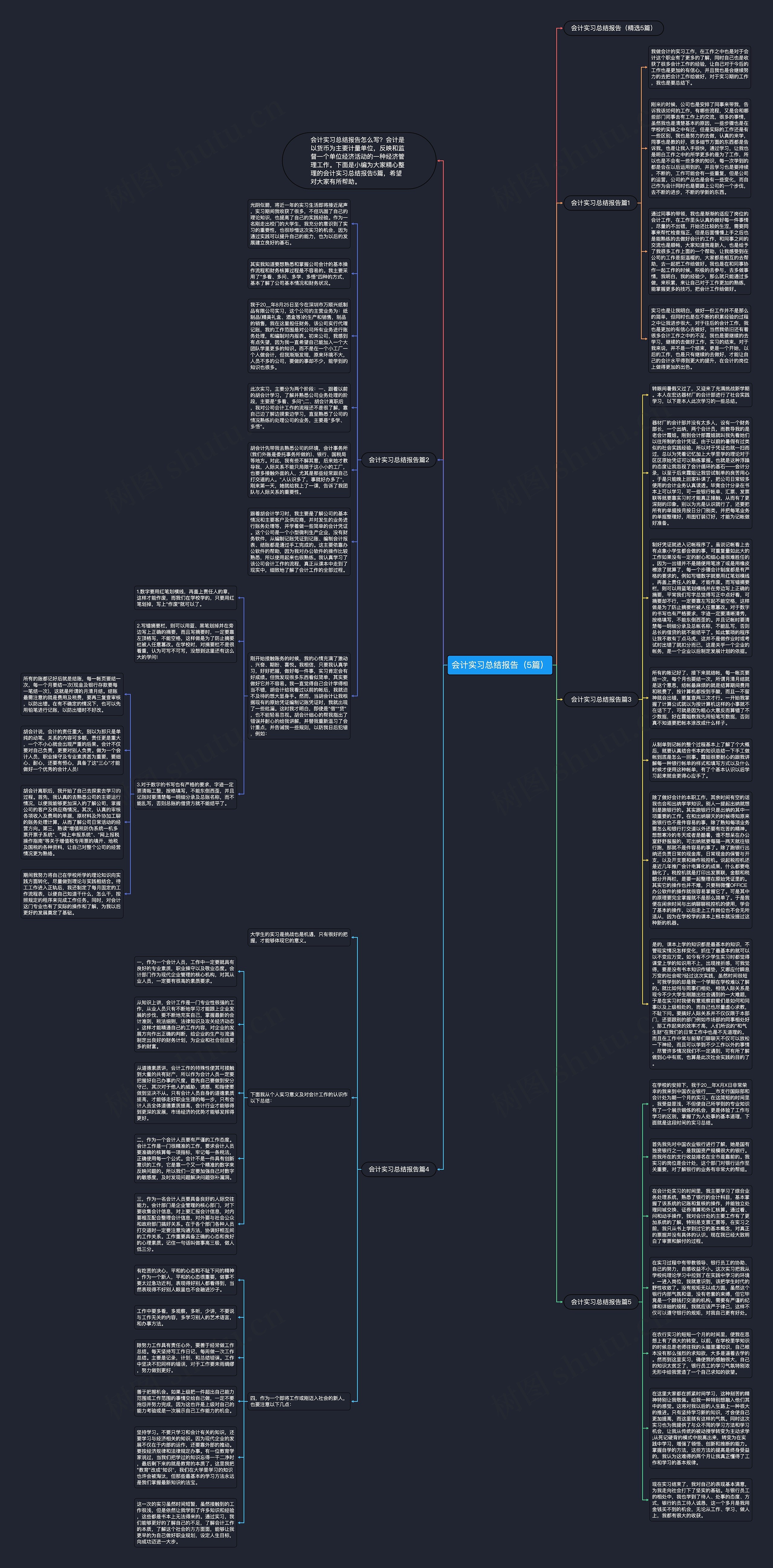 会计实习总结报告（5篇）思维导图