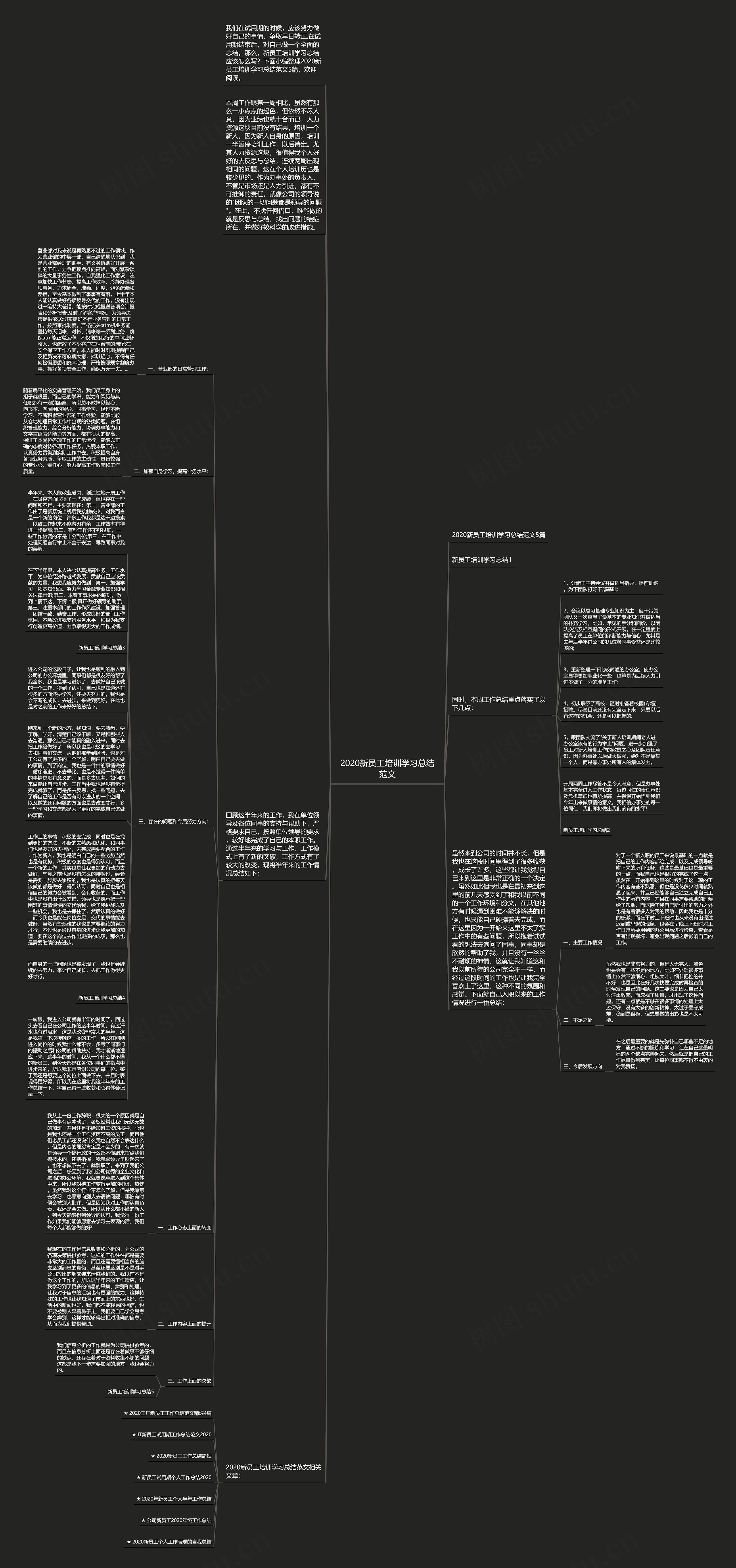 2020新员工培训学习总结范文思维导图