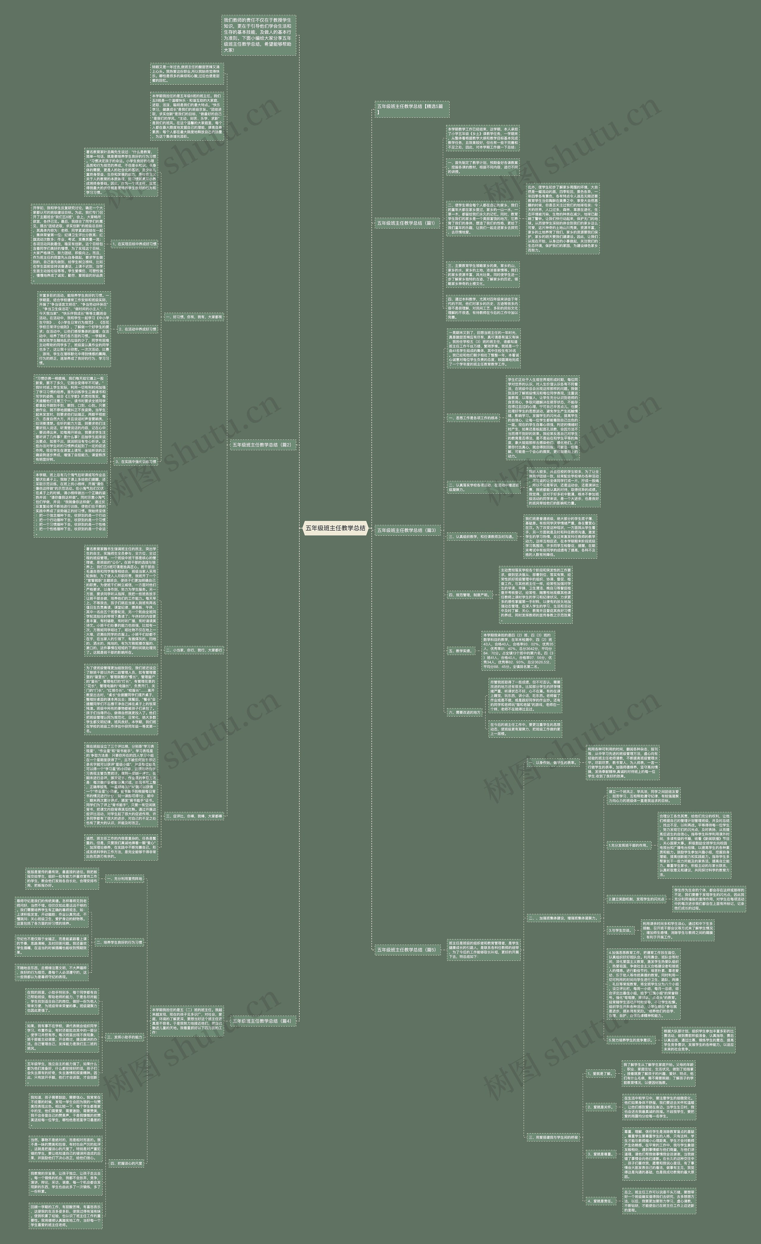 五年级班主任教学总结思维导图