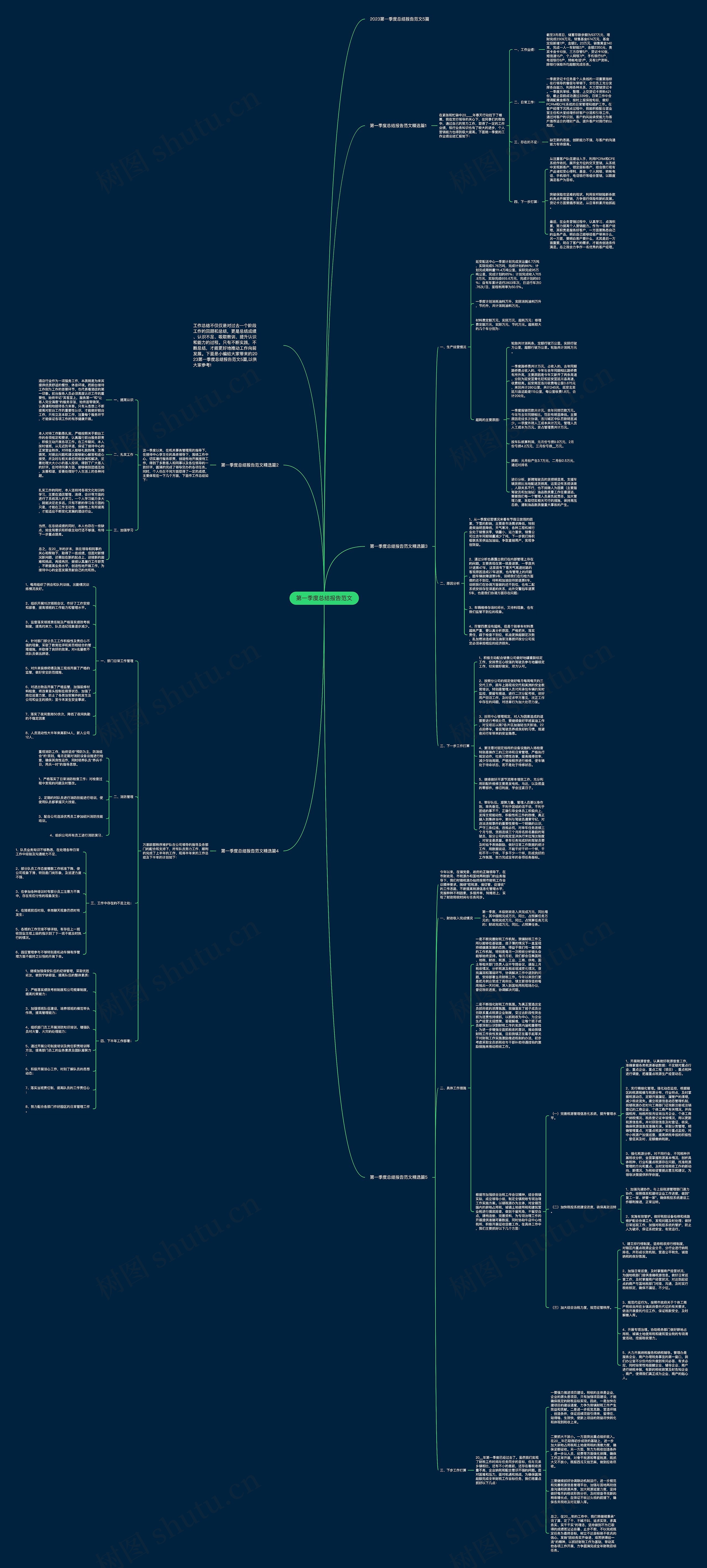 第一季度总结报告范文思维导图