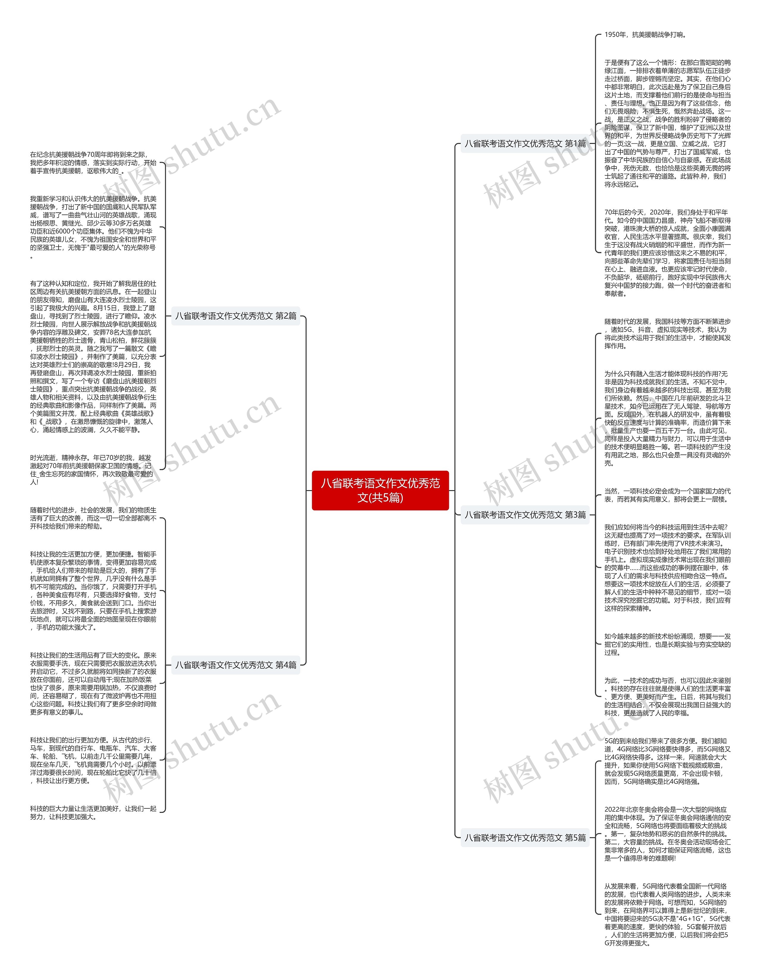 八省联考语文作文优秀范文(共5篇)思维导图
