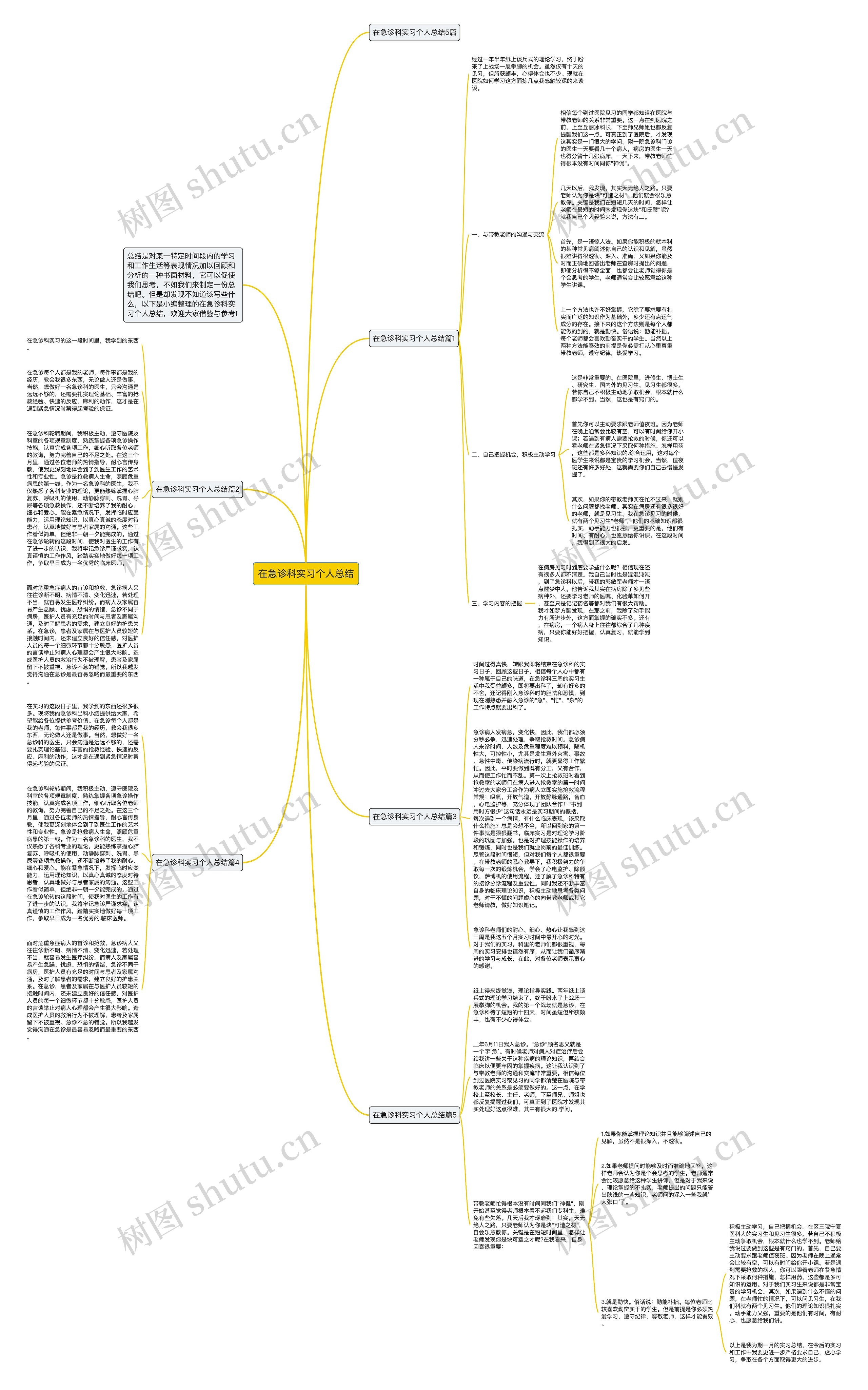 在急诊科实习个人总结思维导图高清图 在急诊科实习个人总结思维导图