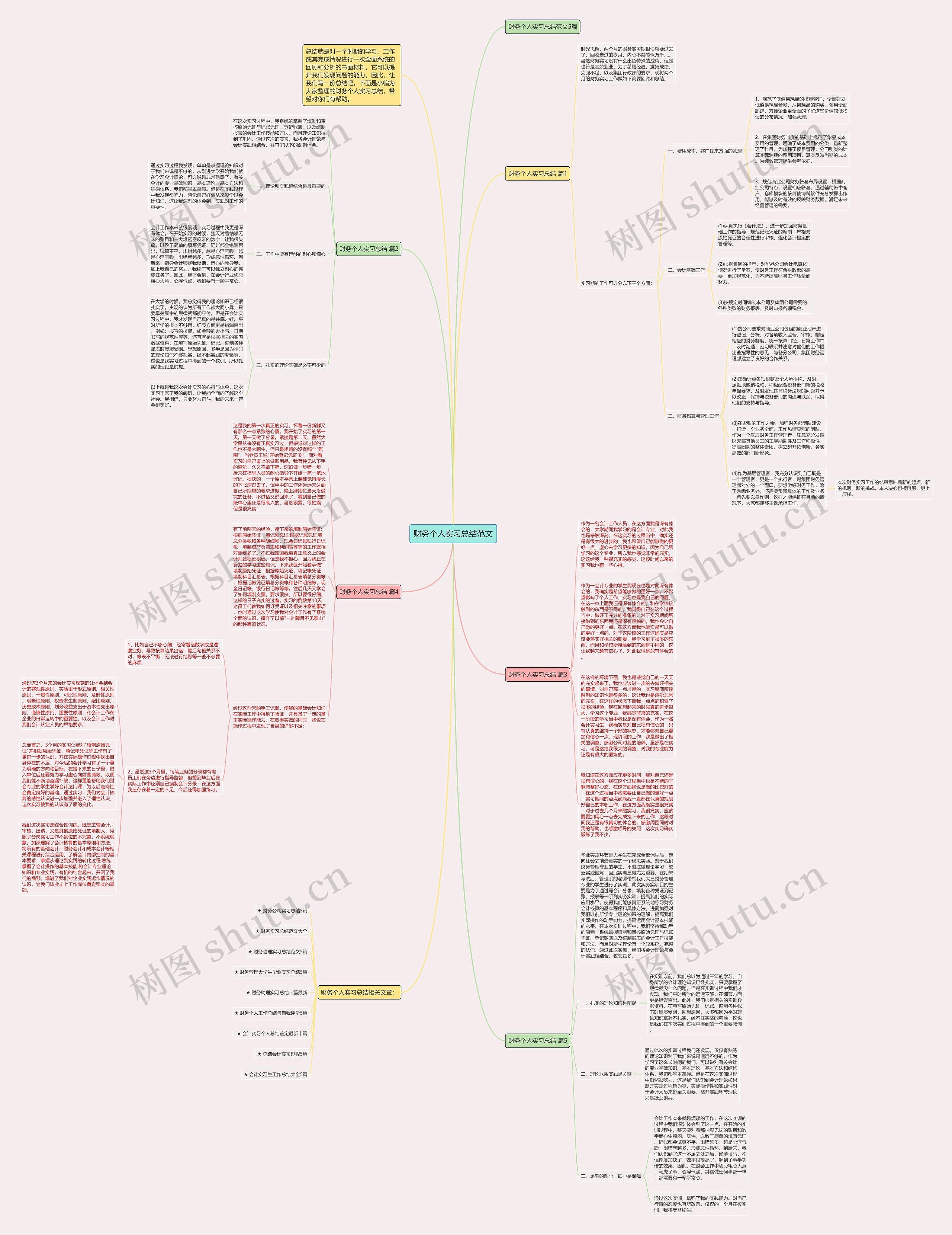 财务个人实习总结范文思维导图