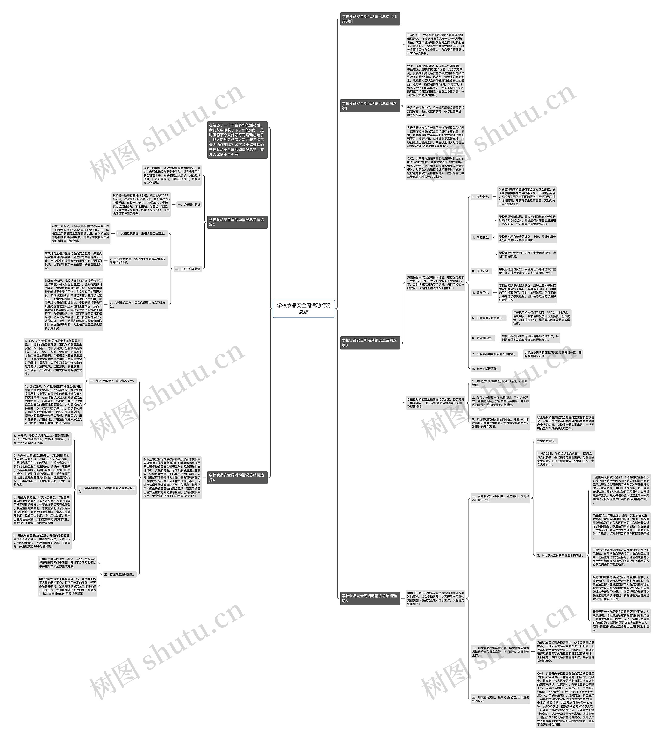 学校食品安全周活动情况总结思维导图