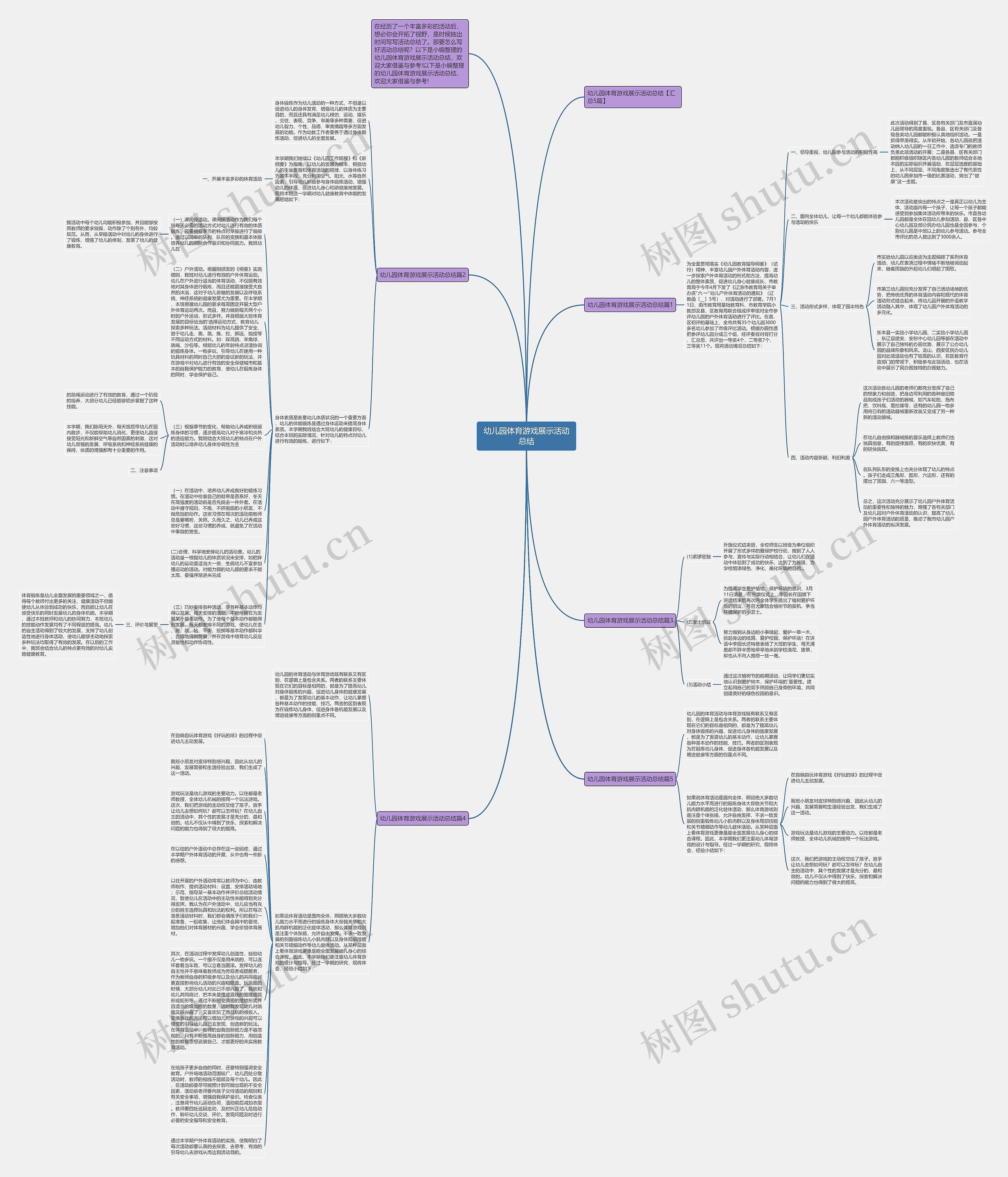 幼儿园体育游戏展示活动总结思维导图