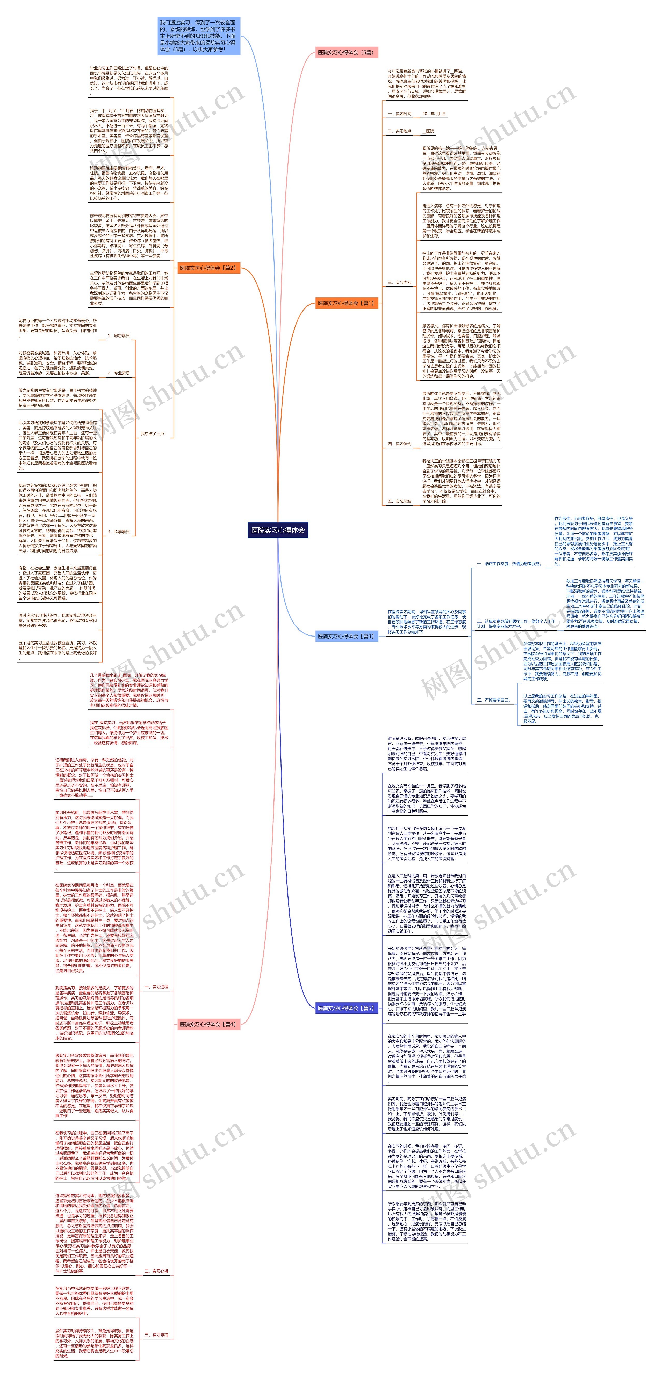 医院实习心得体会思维导图