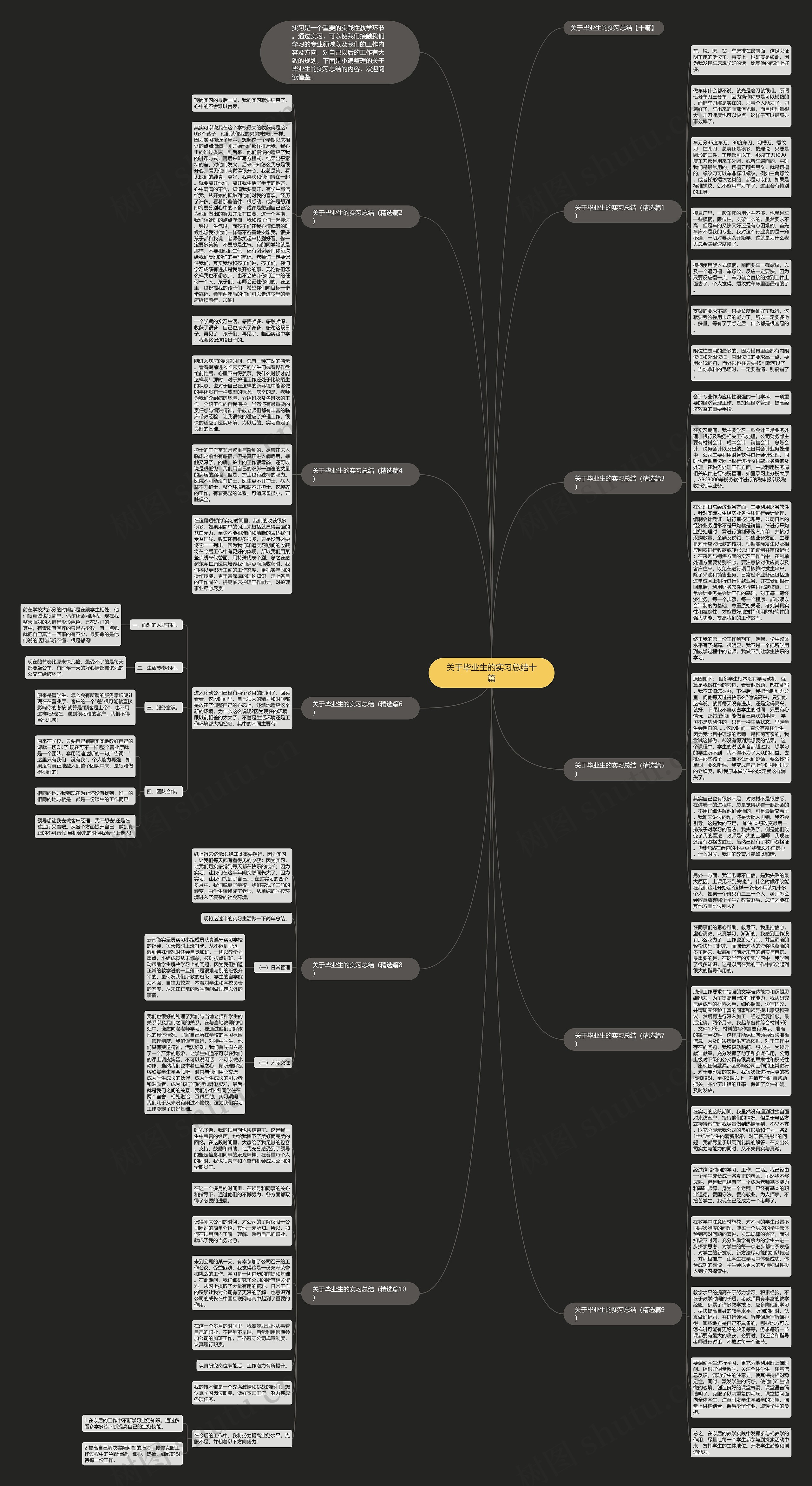 关于毕业生的实习总结十篇思维导图