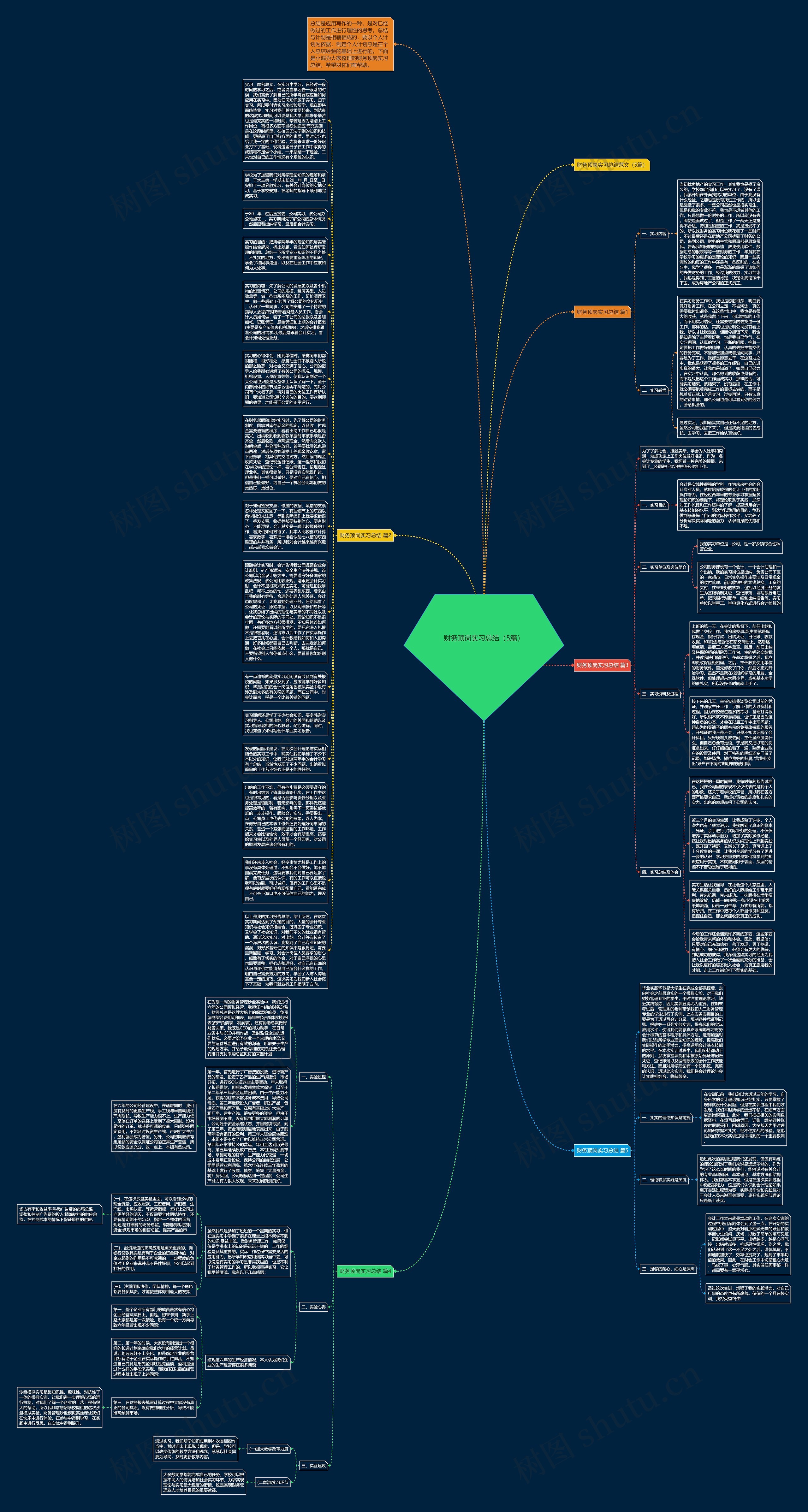 财务顶岗实习总结（5篇）思维导图